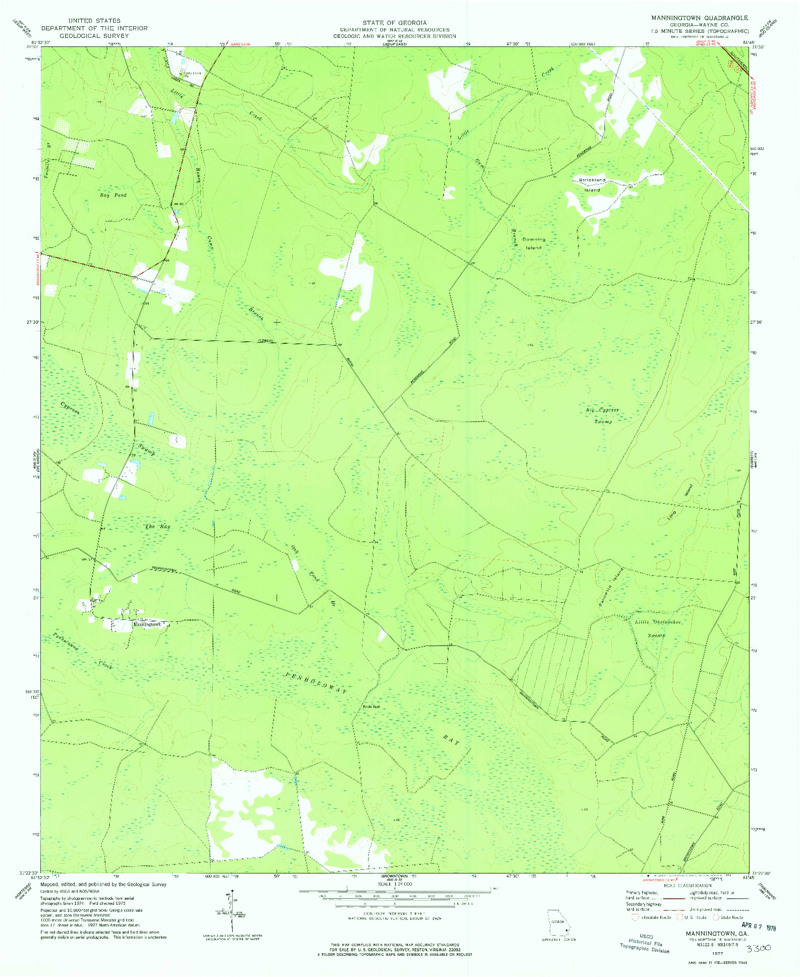 USGS 1:24000-SCALE QUADRANGLE FOR MANNINGTOWN, GA 1977