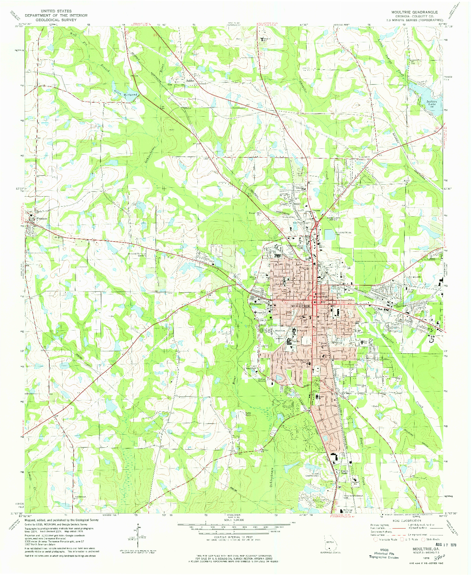 USGS 1:24000-SCALE QUADRANGLE FOR MOULTRIE, GA 1978