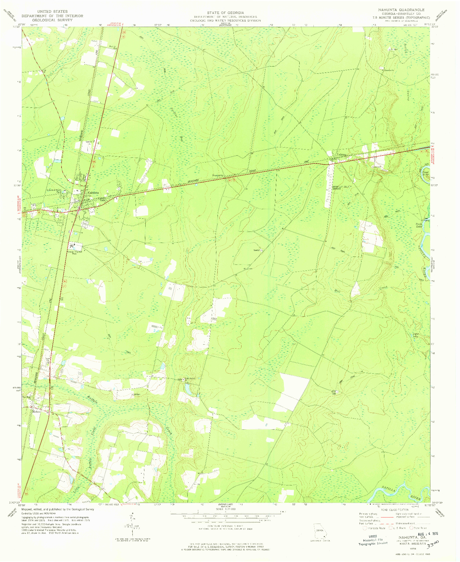 USGS 1:24000-SCALE QUADRANGLE FOR NAHUNTA, GA 1978