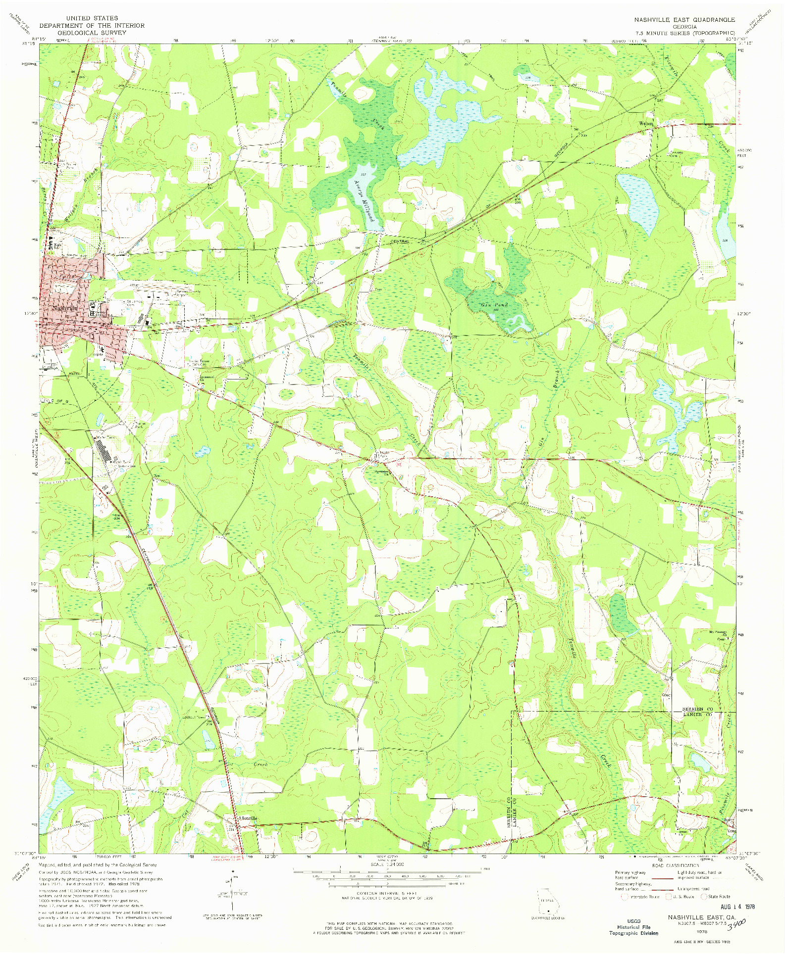 USGS 1:24000-SCALE QUADRANGLE FOR NASHVILLE EAST, GA 1978