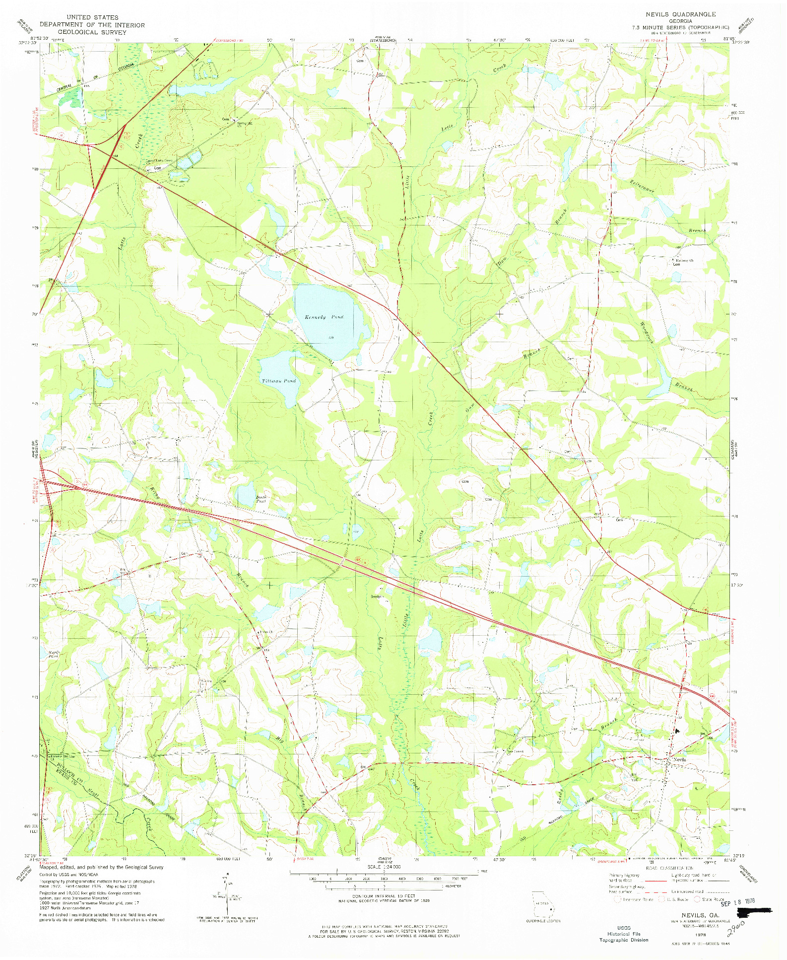 USGS 1:24000-SCALE QUADRANGLE FOR NEVILS, GA 1978