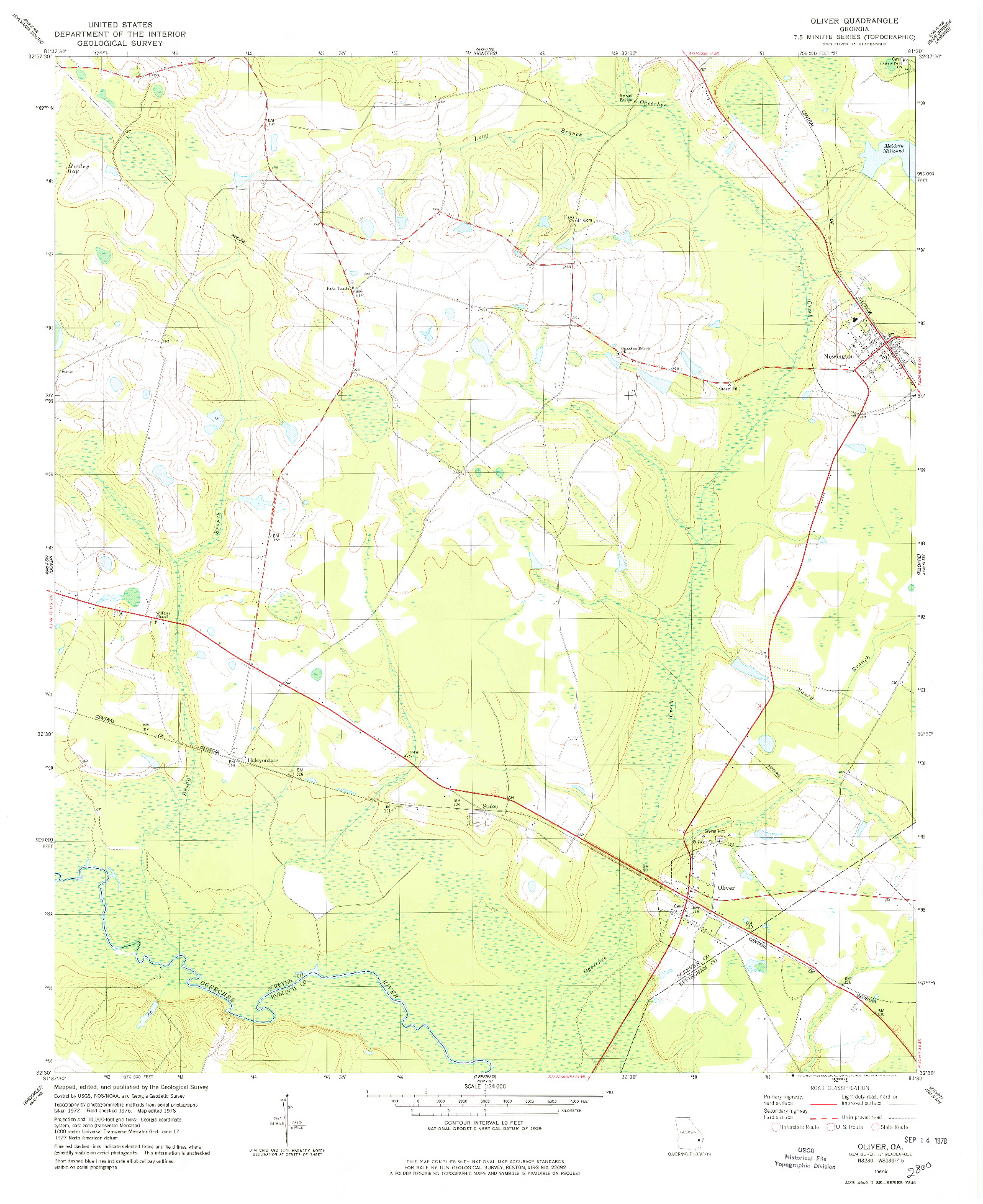 USGS 1:24000-SCALE QUADRANGLE FOR OLIVER, GA 1978
