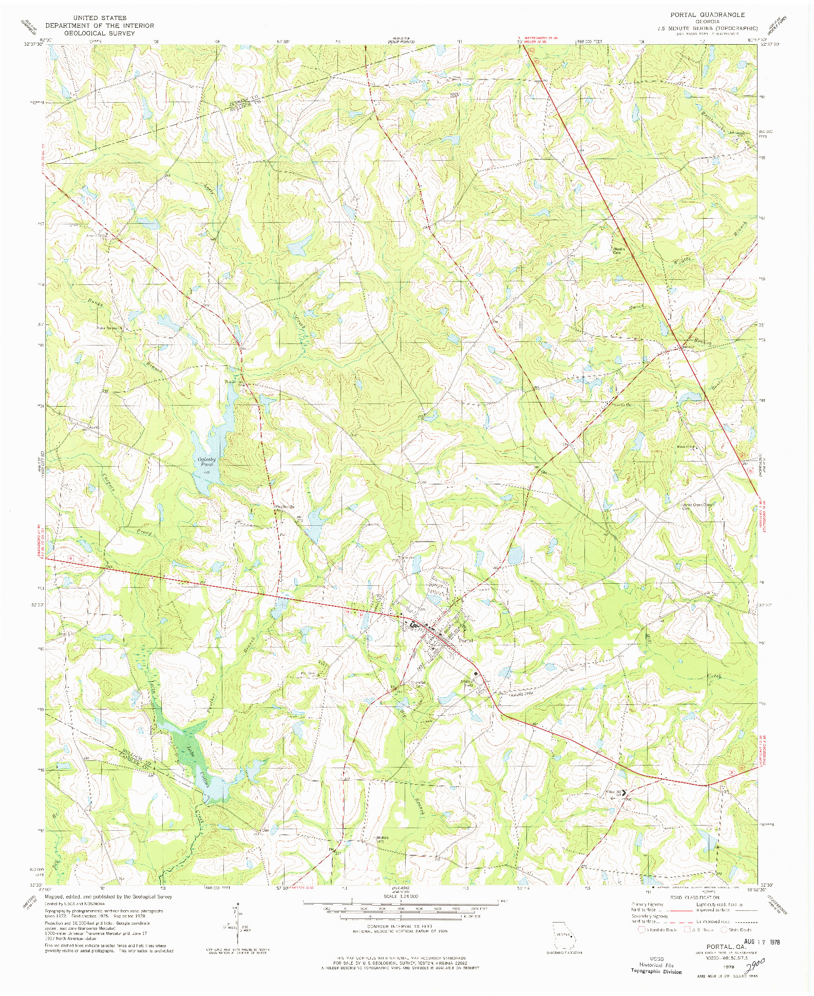 USGS 1:24000-SCALE QUADRANGLE FOR PORTAL, GA 1978