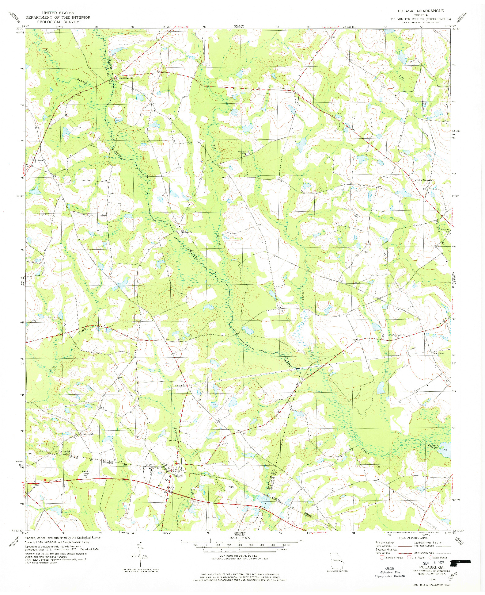 USGS 1:24000-SCALE QUADRANGLE FOR PULASKI, GA 1978