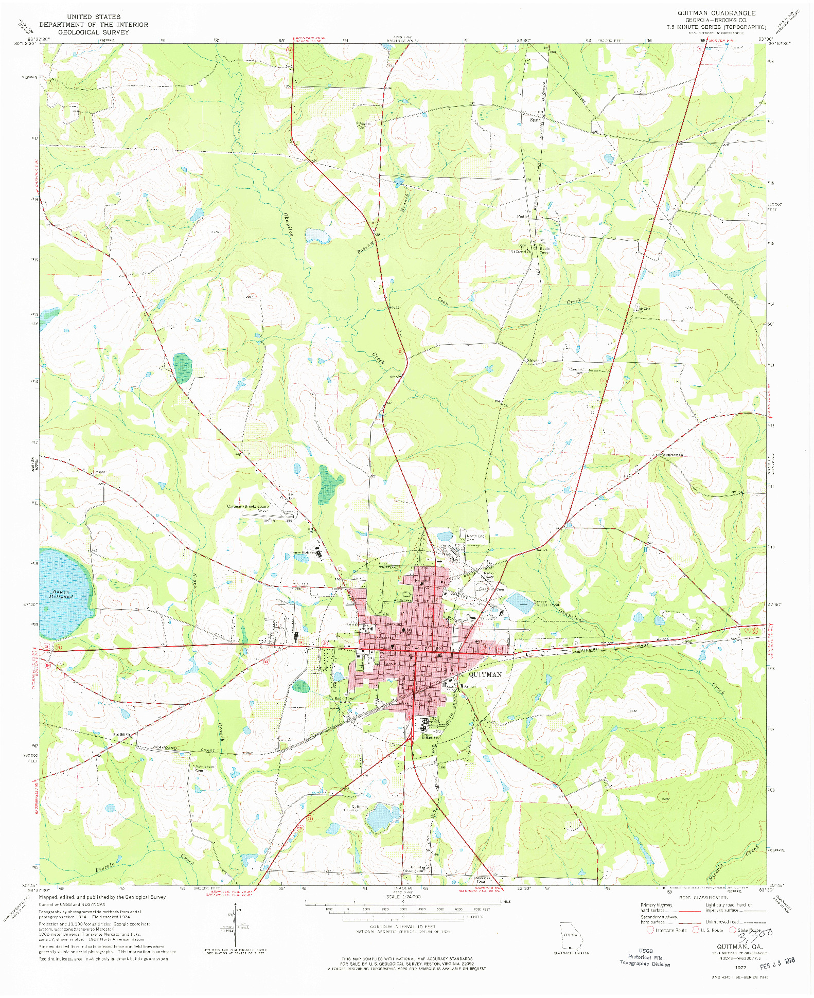 USGS 1:24000-SCALE QUADRANGLE FOR QUITMAN, GA 1977