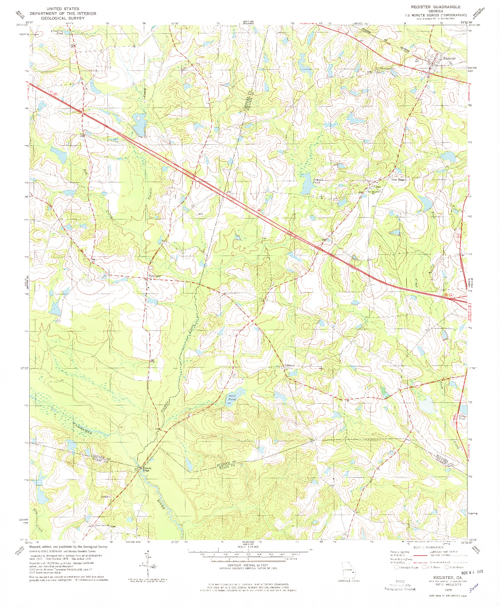 USGS 1:24000-SCALE QUADRANGLE FOR REGISTER, GA 1978