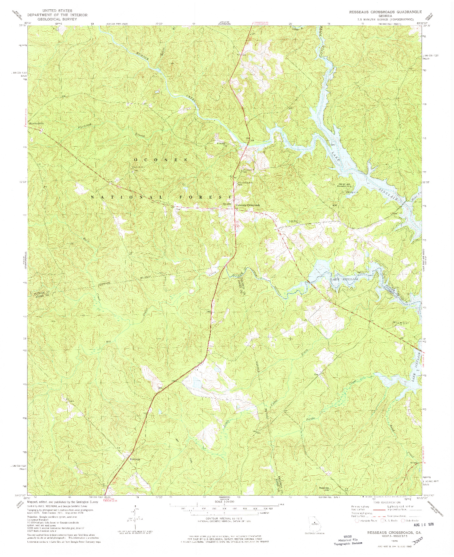 USGS 1:24000-SCALE QUADRANGLE FOR RESSEAUS CROSSROADS, GA 1978