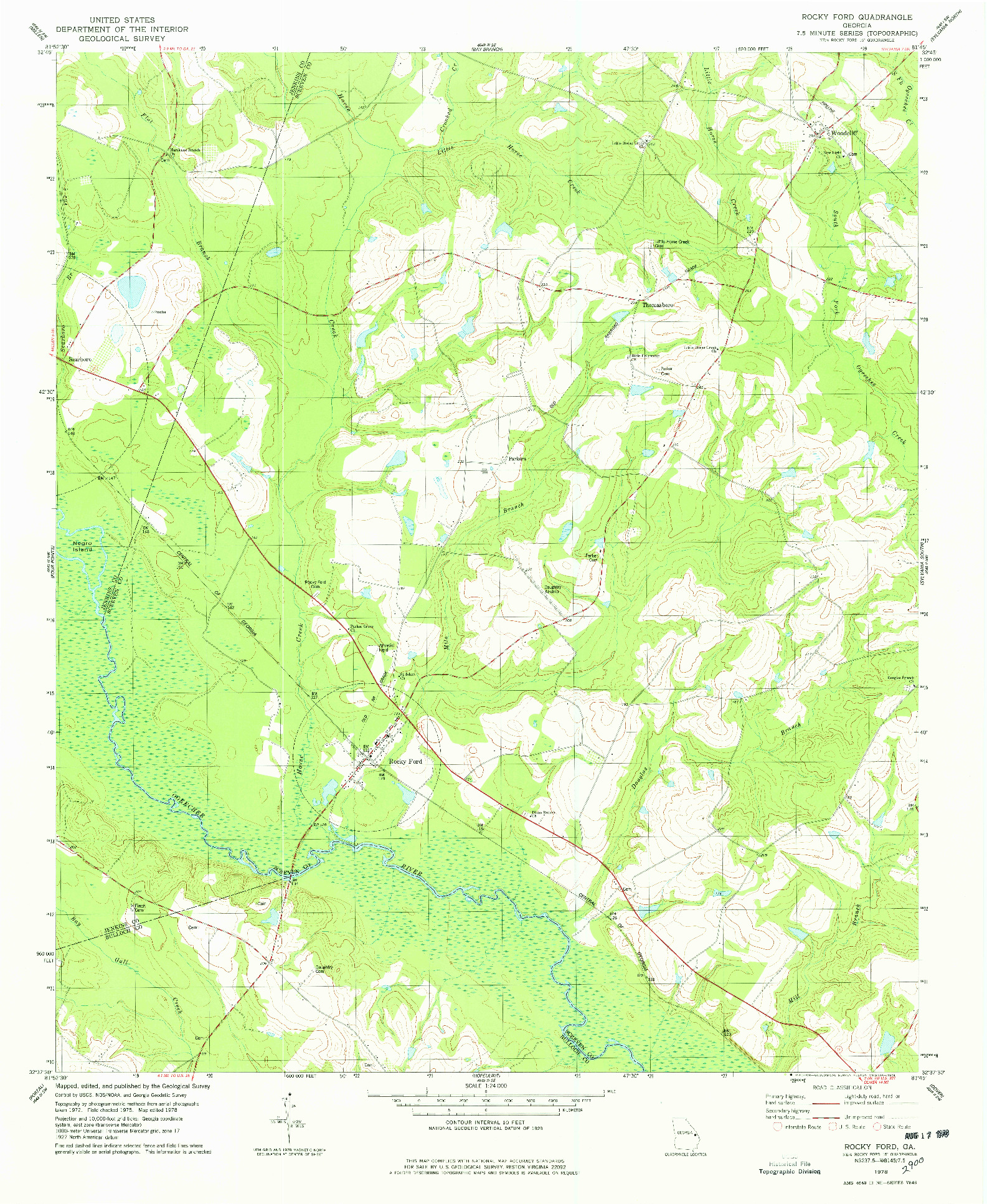 USGS 1:24000-SCALE QUADRANGLE FOR ROCKY FORD, GA 1978