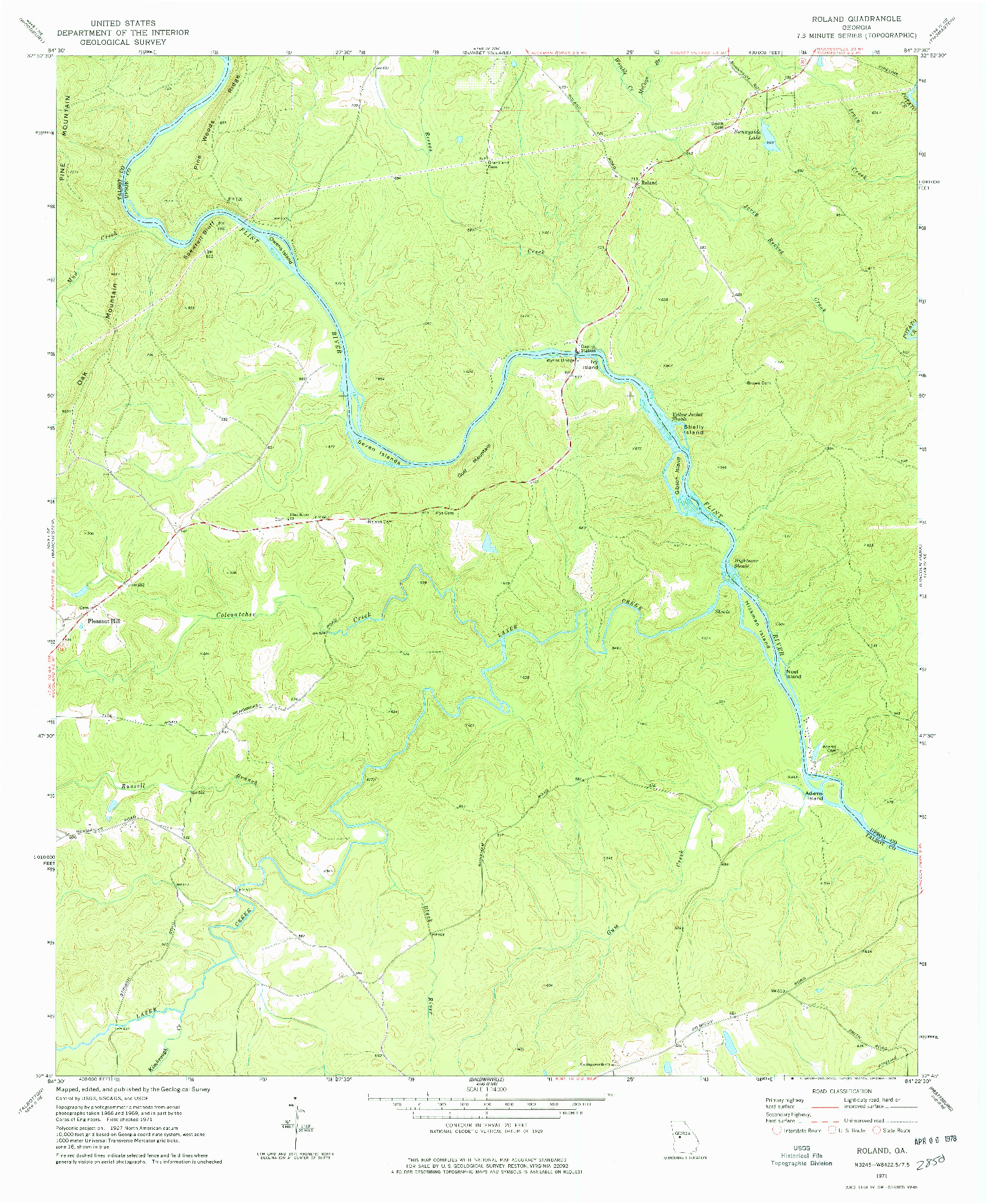 USGS 1:24000-SCALE QUADRANGLE FOR ROLAND, GA 1971