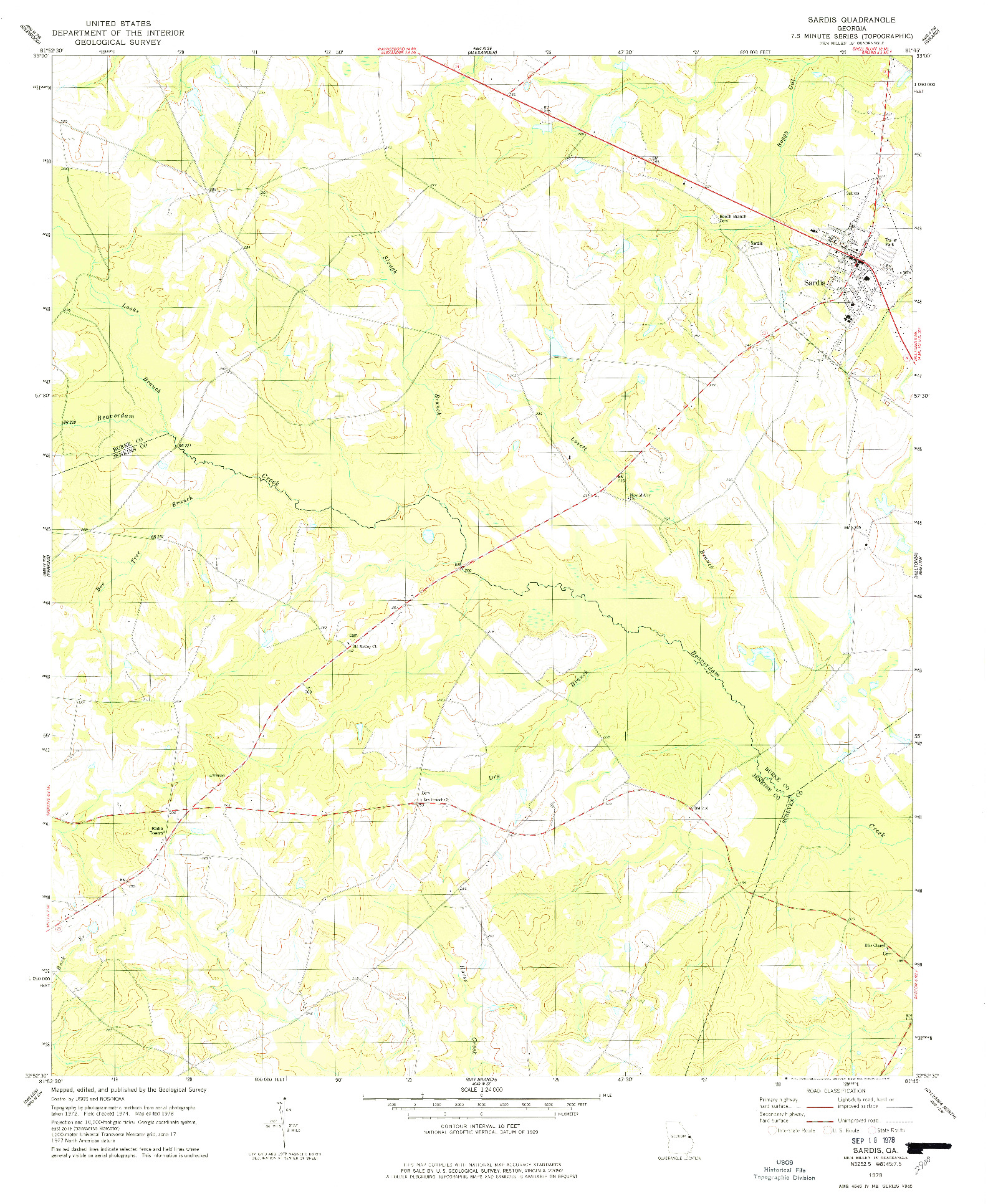 USGS 1:24000-SCALE QUADRANGLE FOR SARDIS, GA 1978