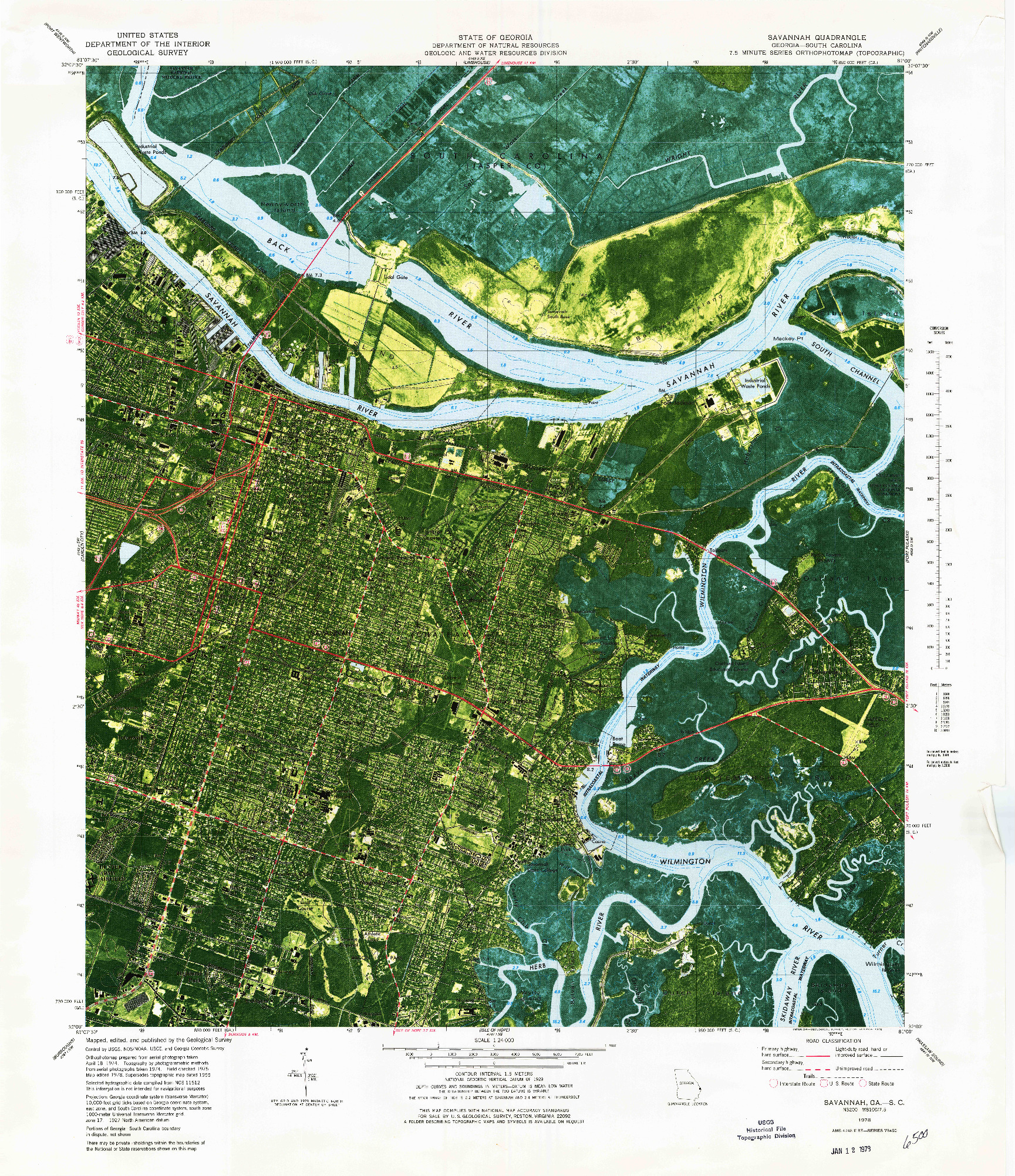 USGS 1:24000-SCALE QUADRANGLE FOR SAVANNAH, GA 1978
