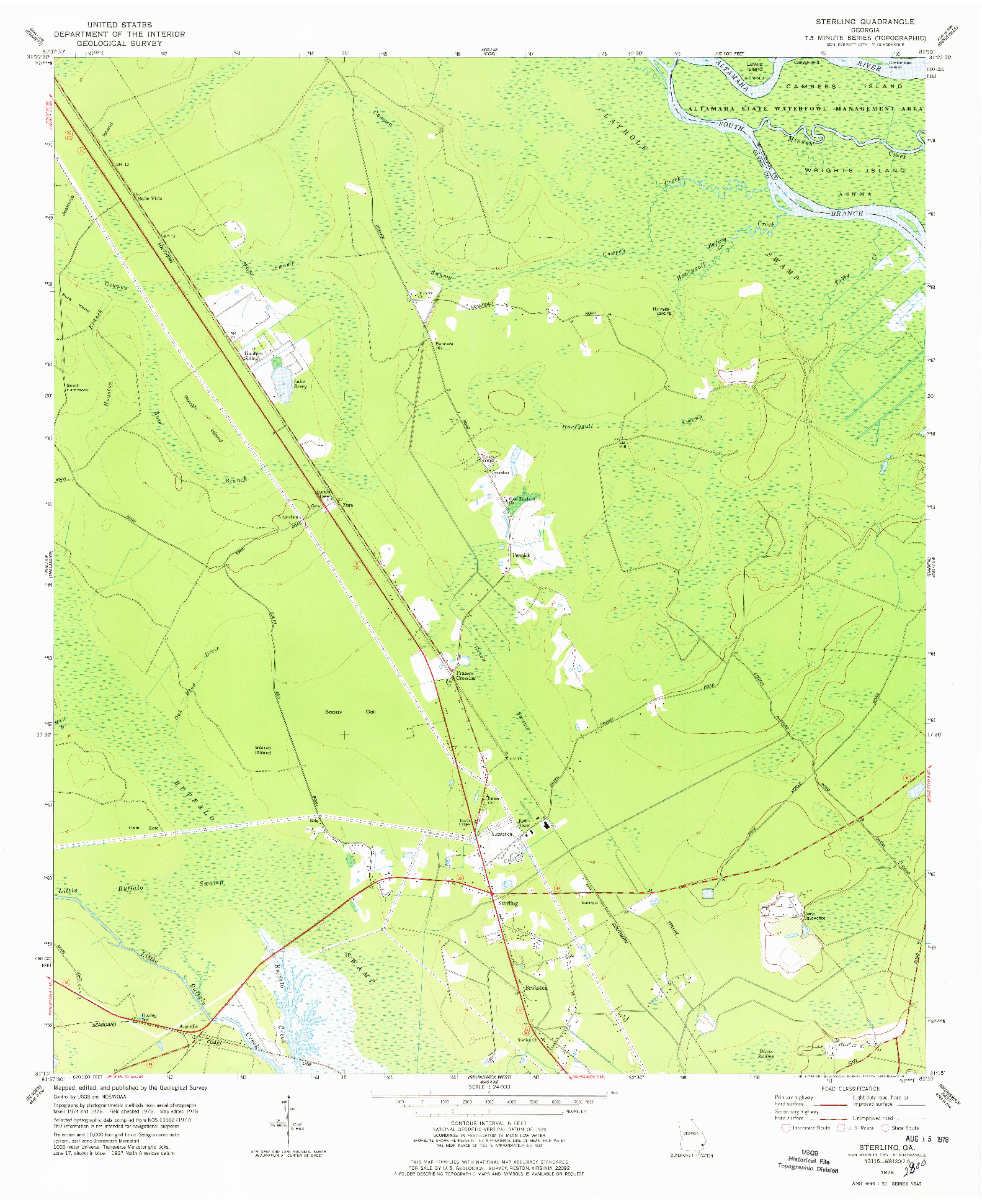 USGS 1:24000-SCALE QUADRANGLE FOR STERLING, GA 1978