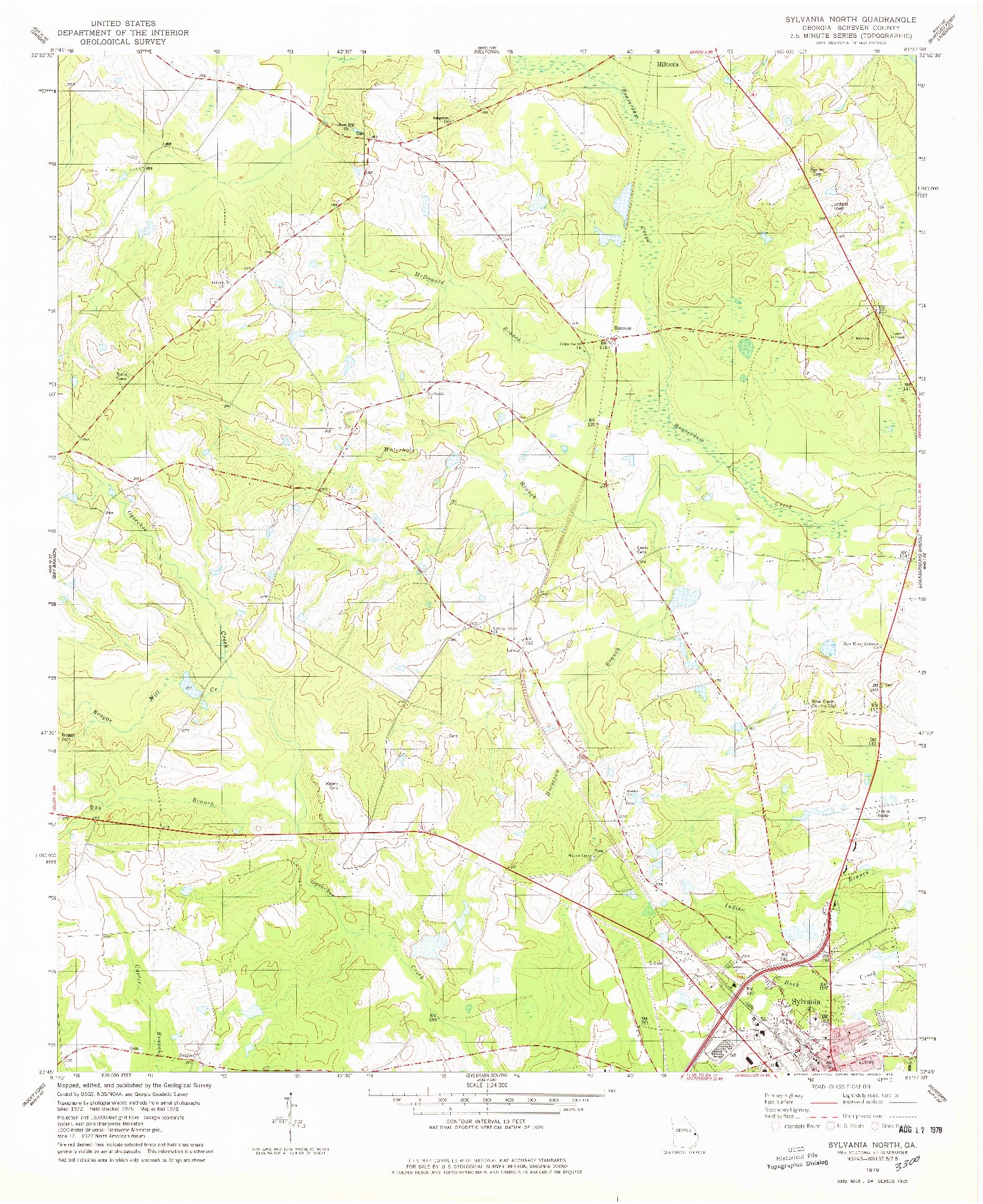 USGS 1:24000-SCALE QUADRANGLE FOR SYLVANIA NORTH, GA 1978