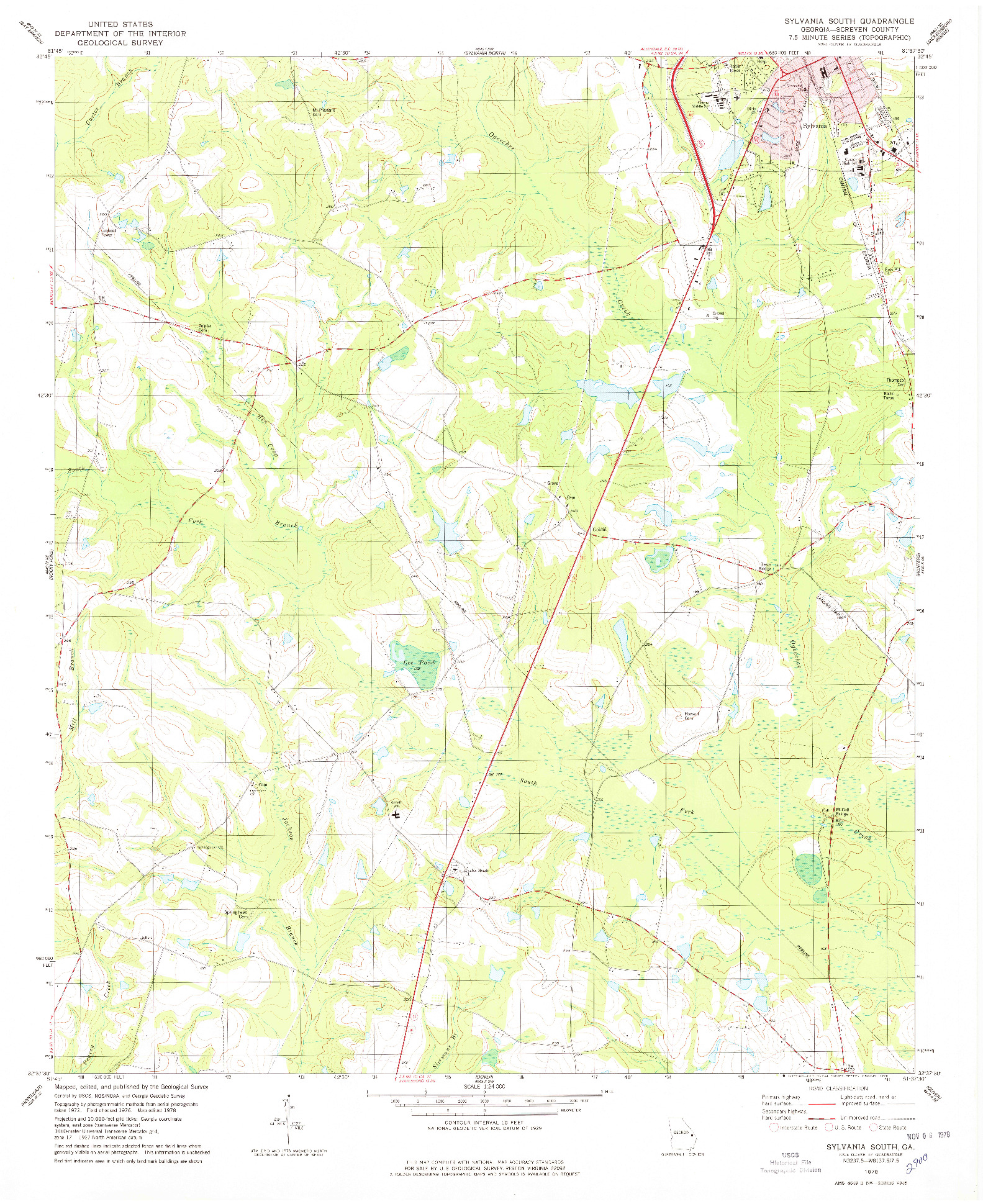 USGS 1:24000-SCALE QUADRANGLE FOR SYLVANIA SOUTH, GA 1978