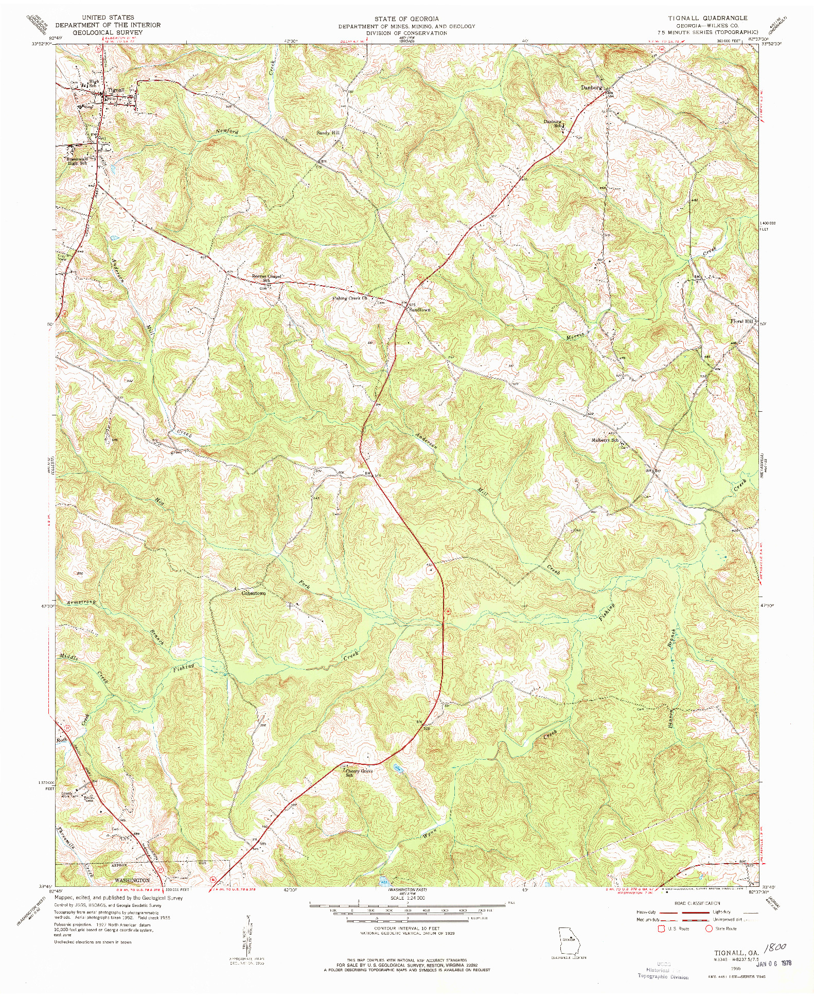 USGS 1:24000-SCALE QUADRANGLE FOR TIGNALL, GA 1955