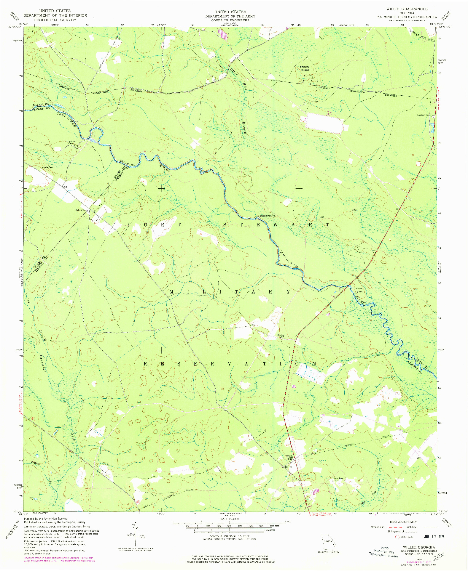 USGS 1:24000-SCALE QUADRANGLE FOR WILLIE, GA 1958