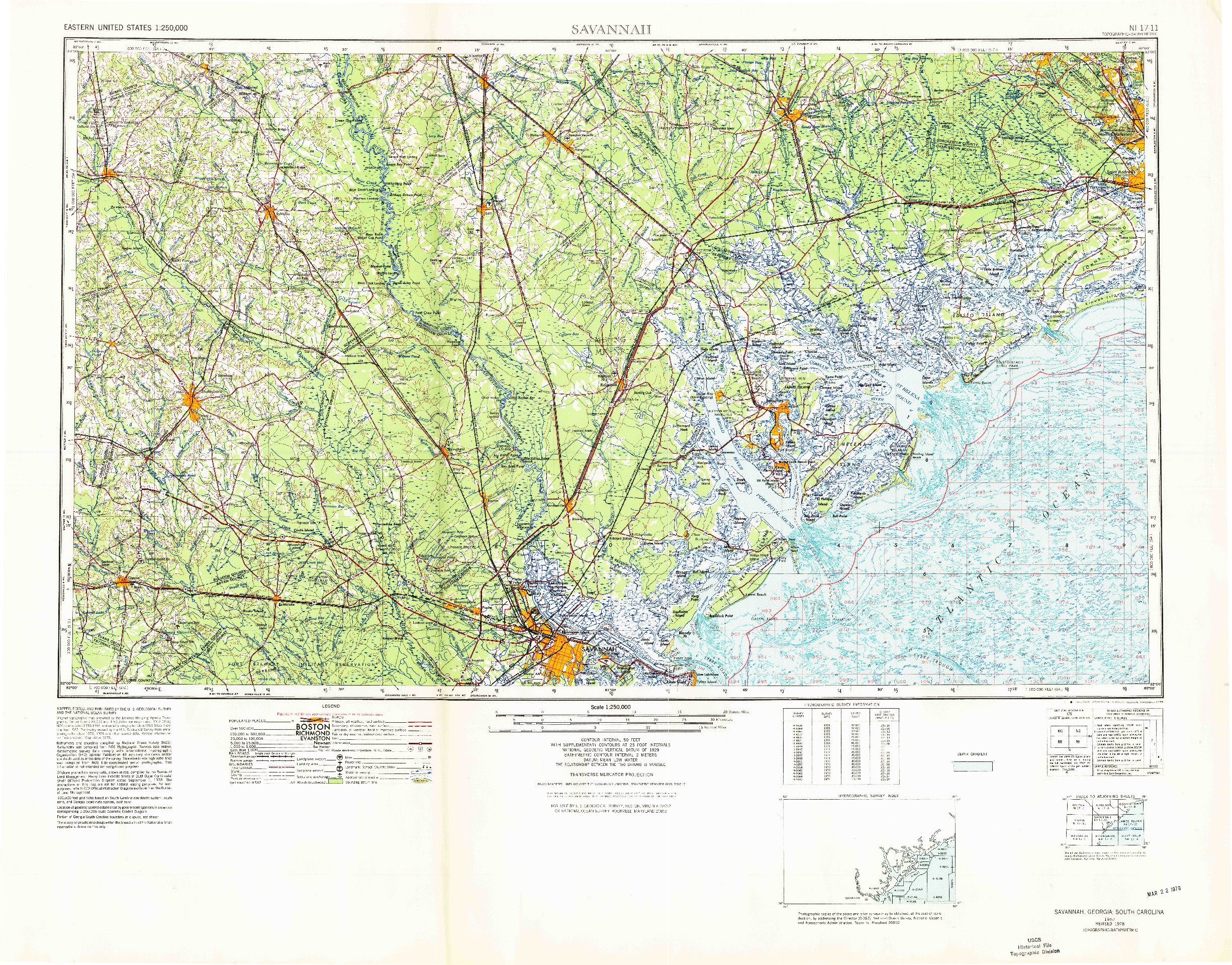 USGS 1:250000-SCALE QUADRANGLE FOR SAVANNAH, GA 1957