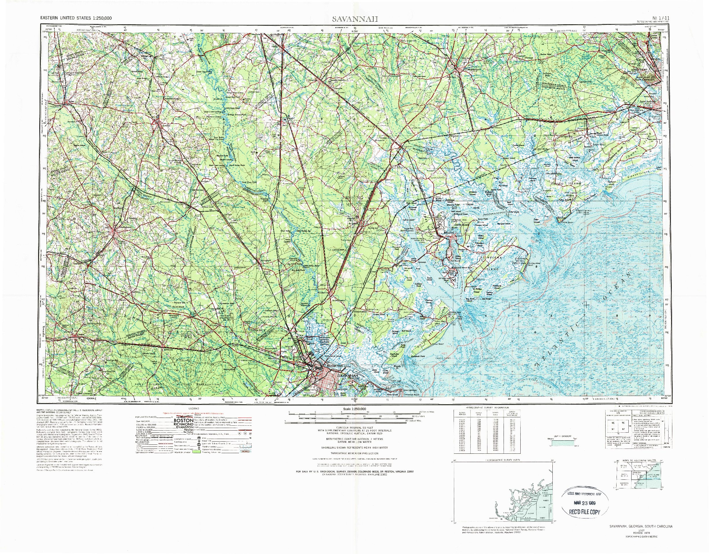 USGS 1:250000-SCALE QUADRANGLE FOR SAVANNAH, GA 1957