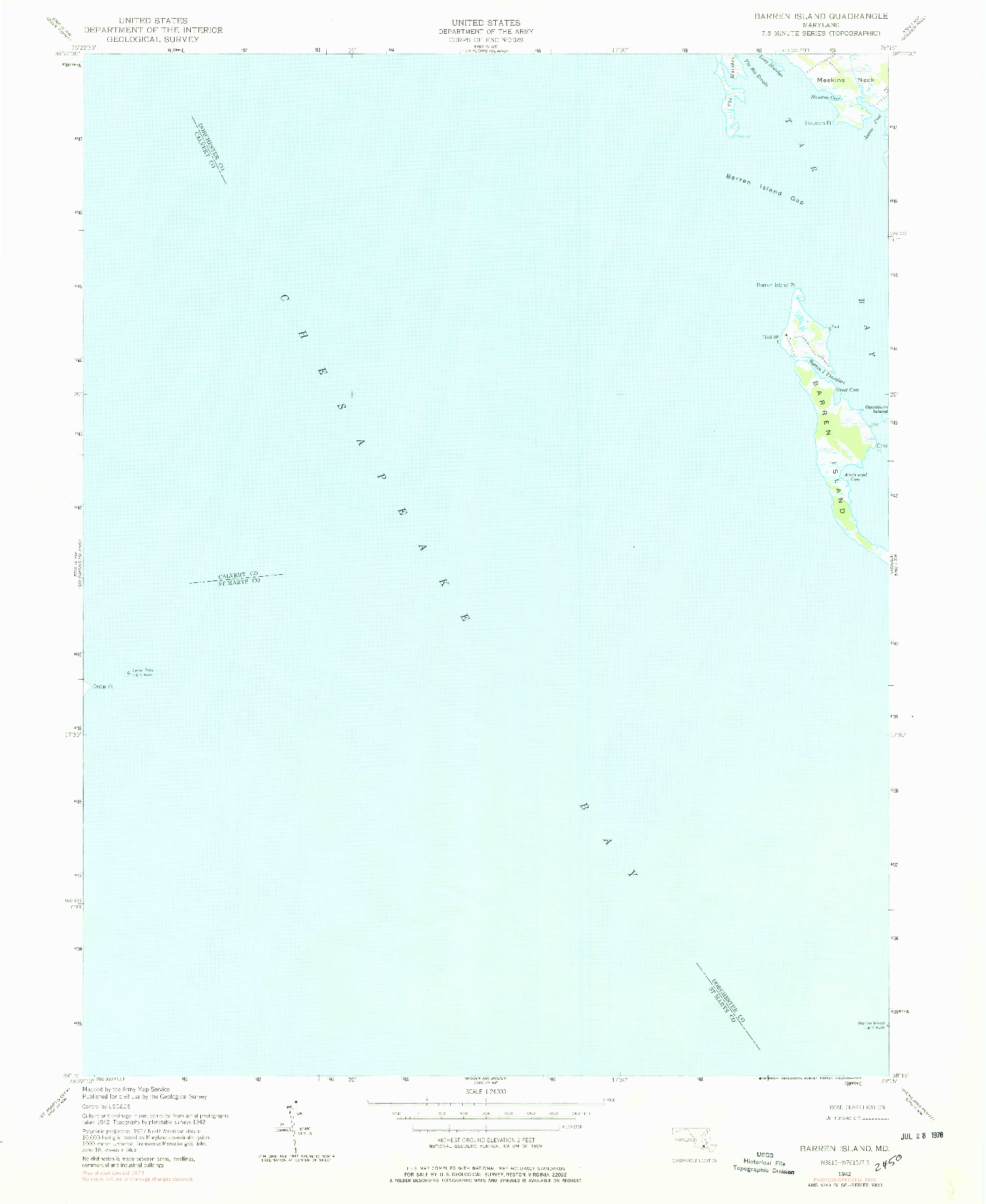 USGS 1:24000-SCALE QUADRANGLE FOR BARREN ISLAND, MD 1942