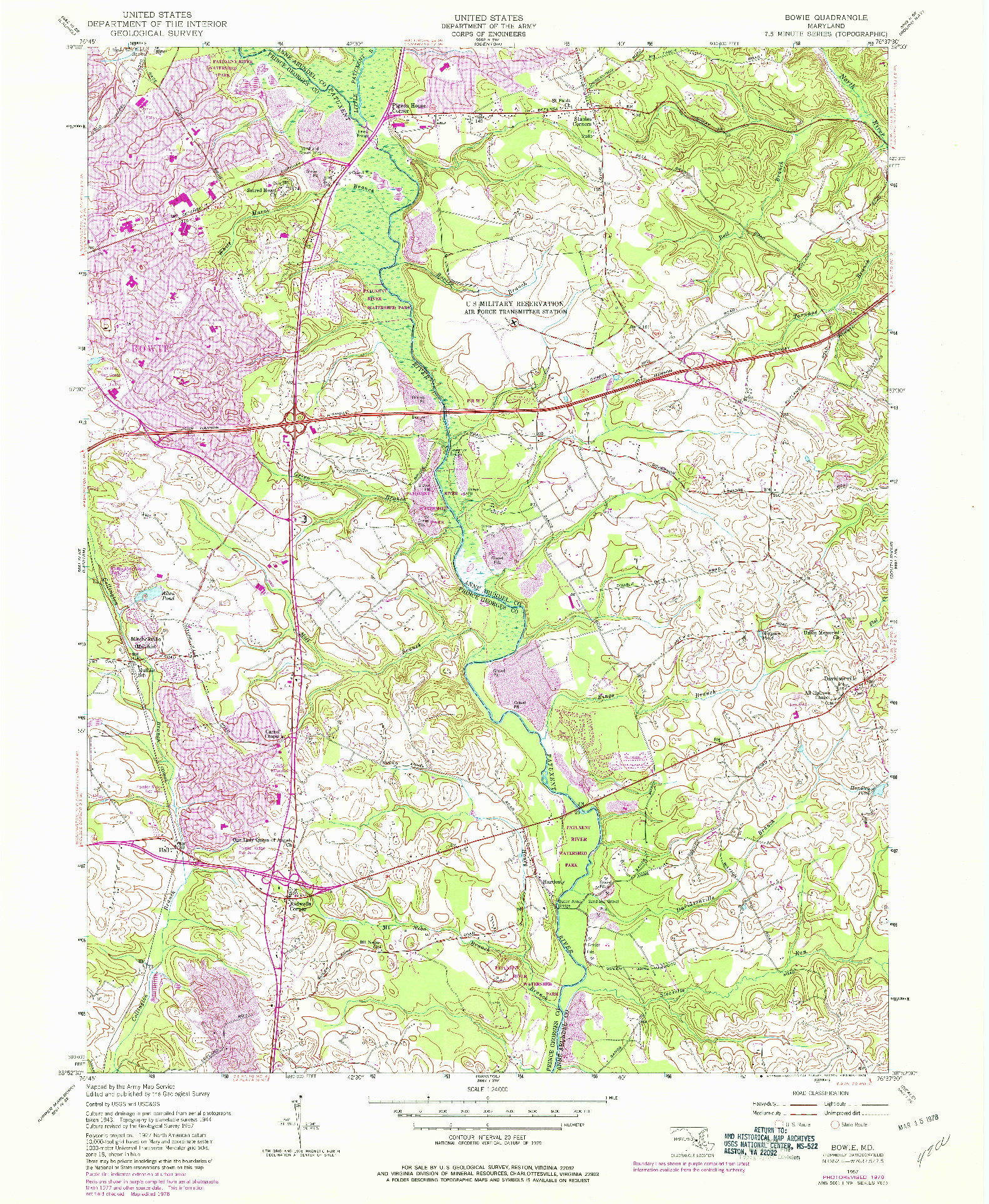 USGS 1:24000-SCALE QUADRANGLE FOR BOWIE, MD 1957