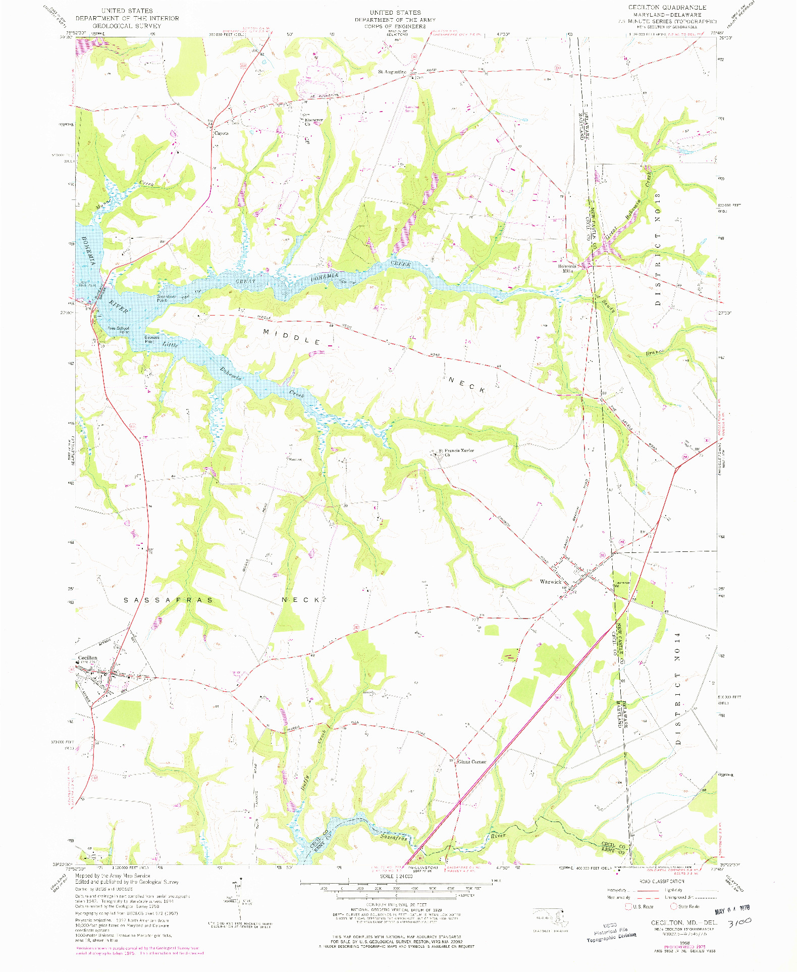 USGS 1:24000-SCALE QUADRANGLE FOR CECILTON, MD 1958