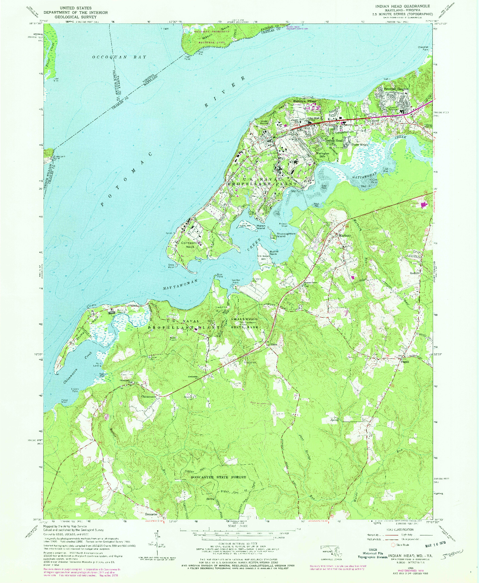 USGS 1:24000-SCALE QUADRANGLE FOR INDIAN HEAD, MD 1966