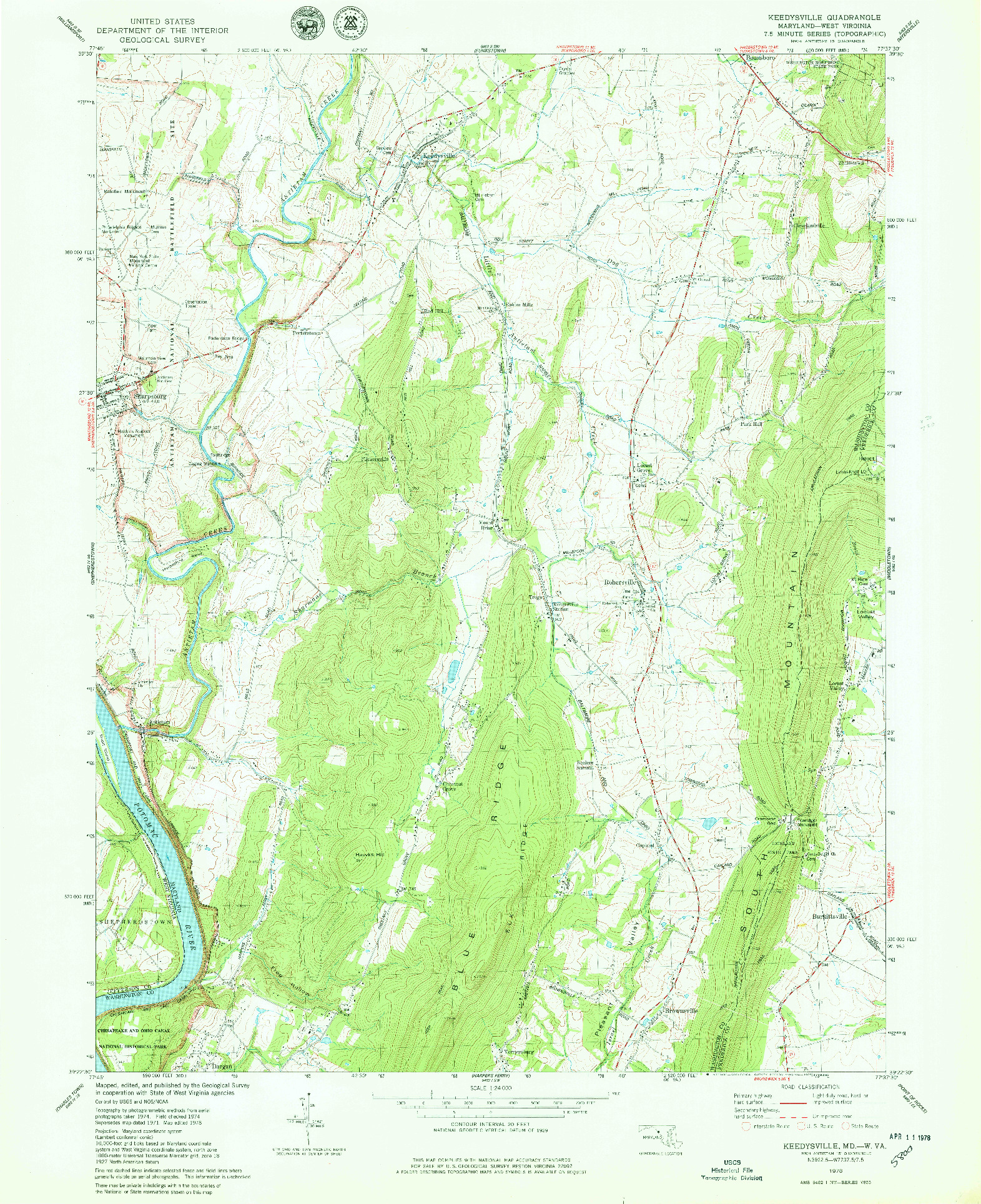 USGS 1:24000-SCALE QUADRANGLE FOR KEEDYSVILLE, MD 1978