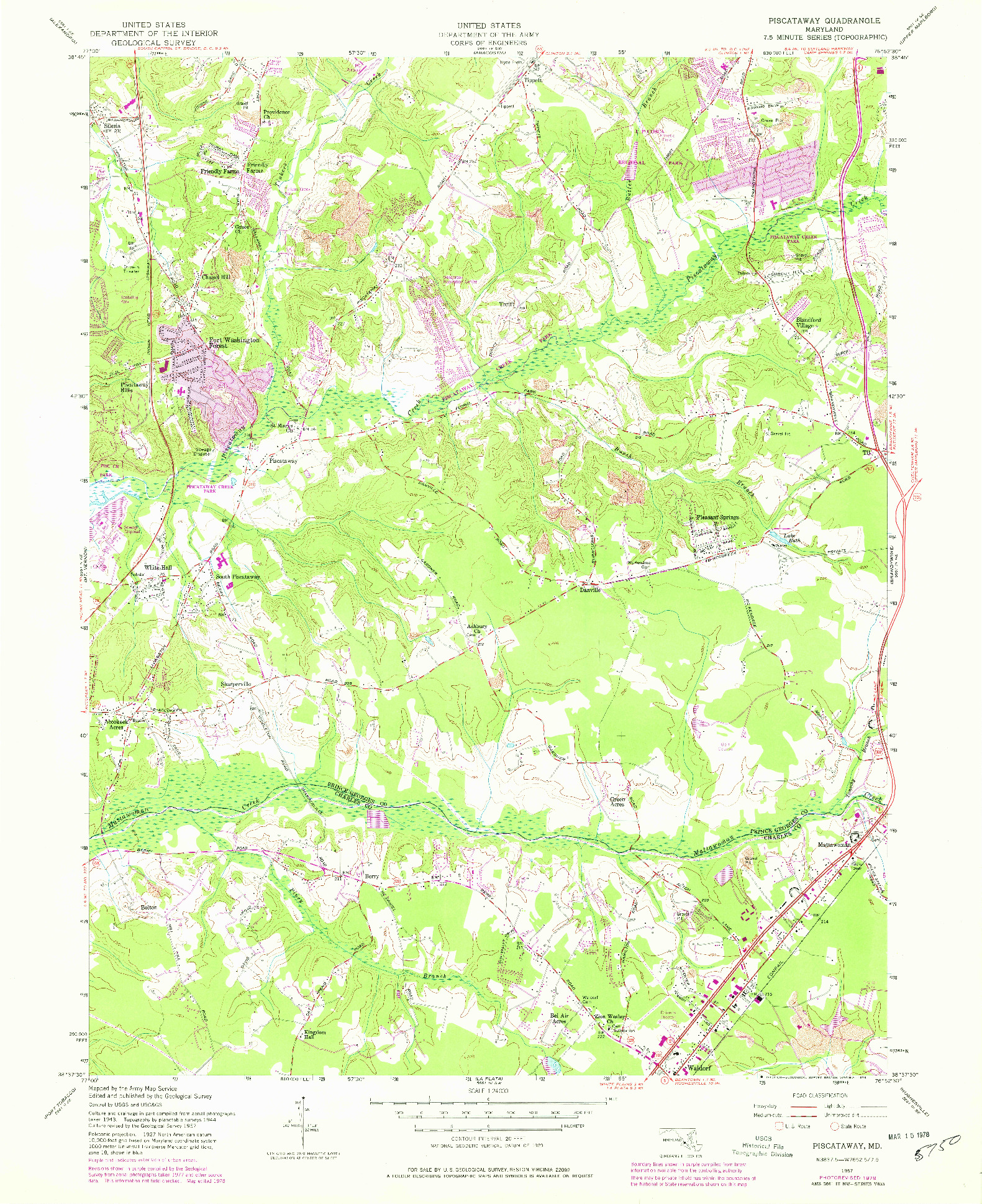 USGS 1:24000-SCALE QUADRANGLE FOR PISCATAWAY, MD 1957