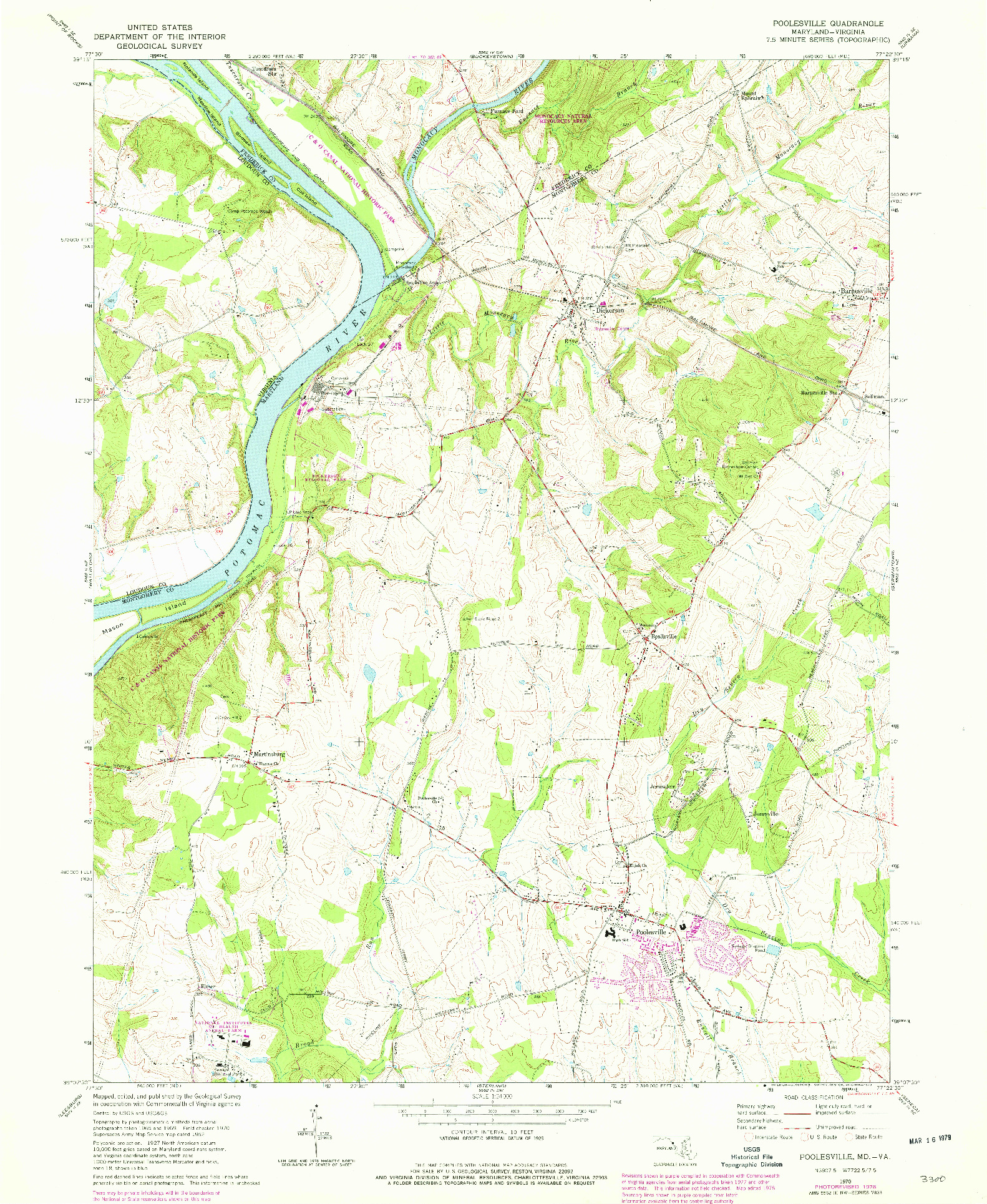 USGS 1:24000-SCALE QUADRANGLE FOR POOLESVILLE, MD 1970