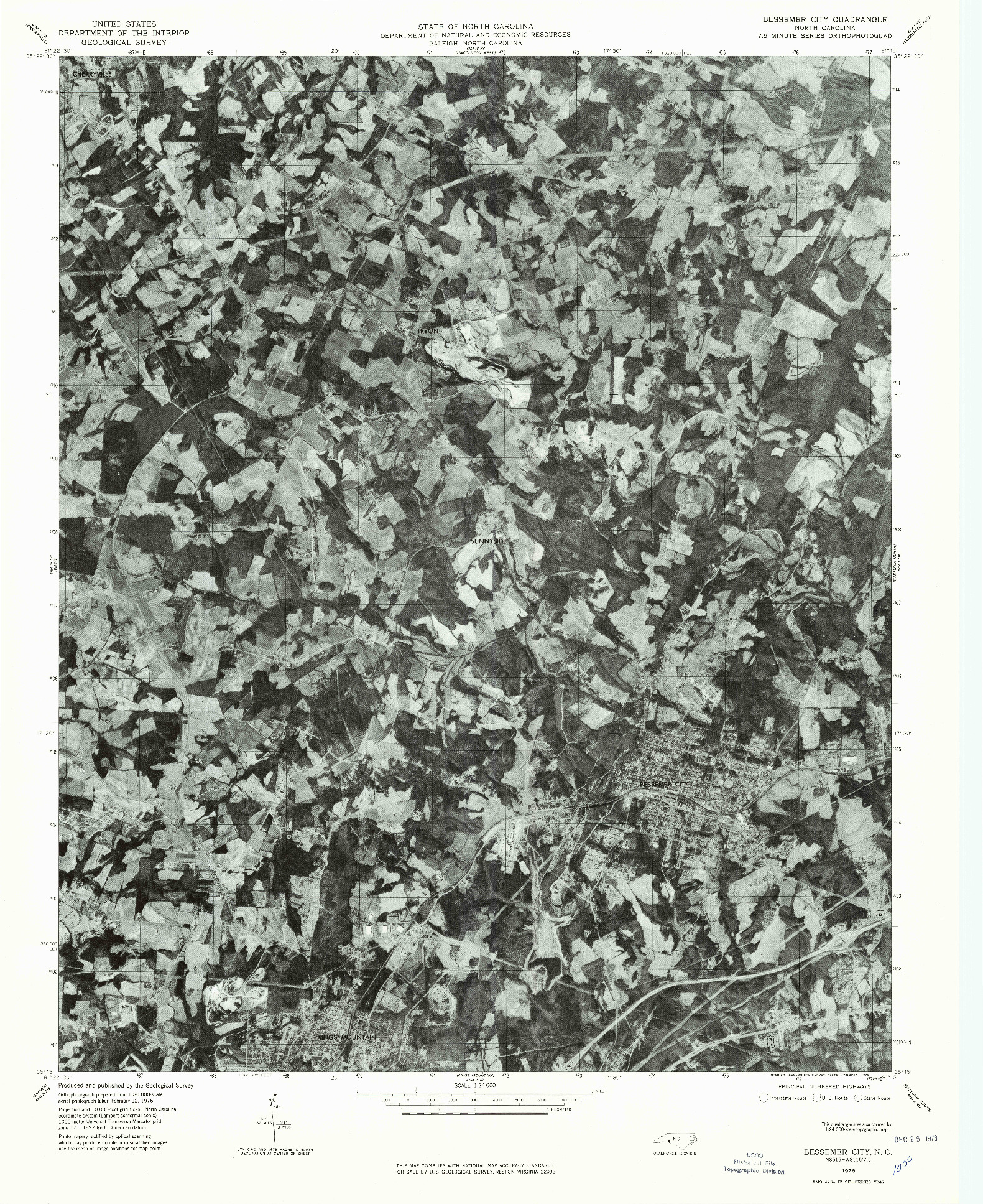 USGS 1:24000-SCALE QUADRANGLE FOR BESSEMER CITY, NC 1976