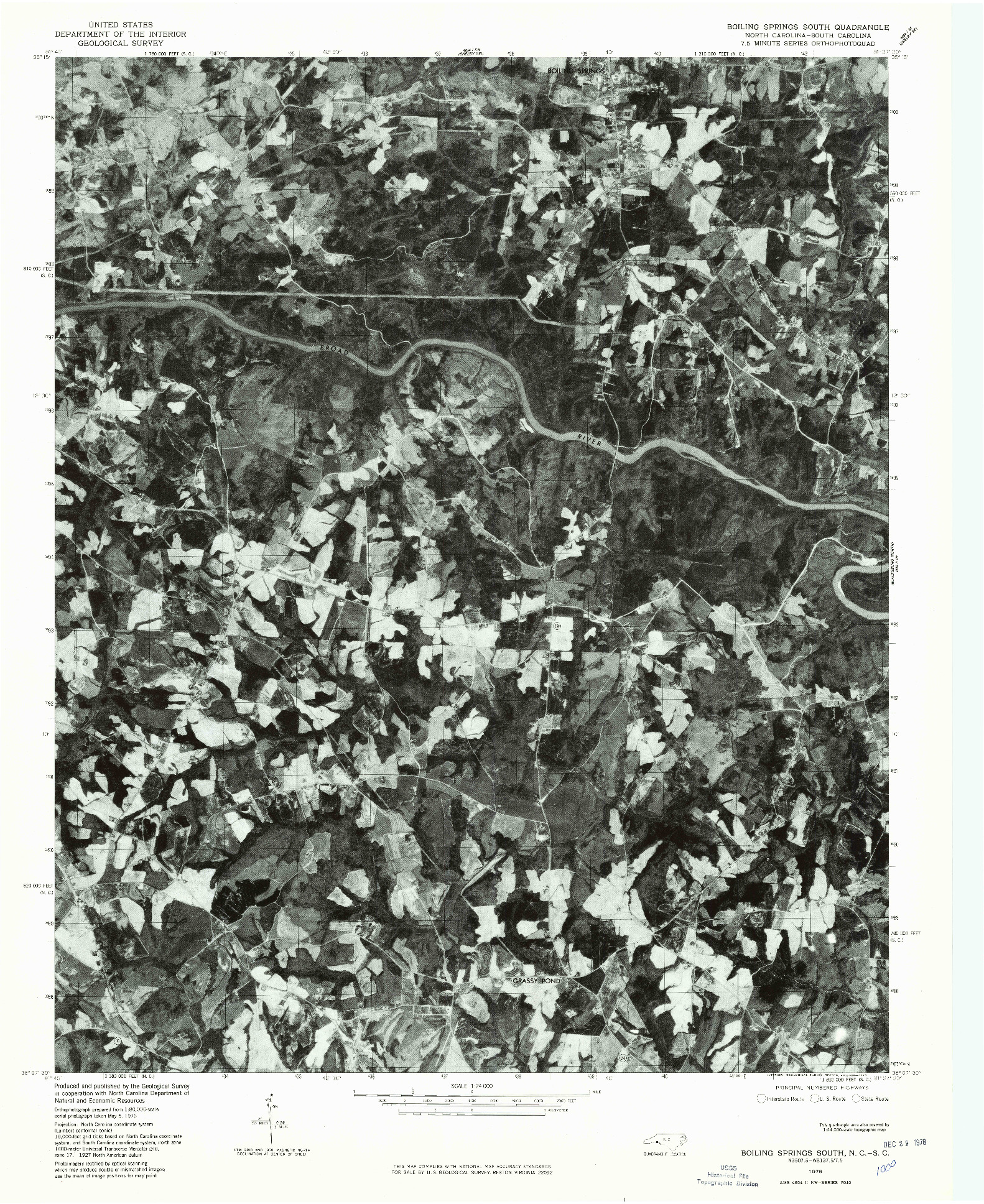 USGS 1:24000-SCALE QUADRANGLE FOR BOILING SPRINGS SOUTH, NC 1976