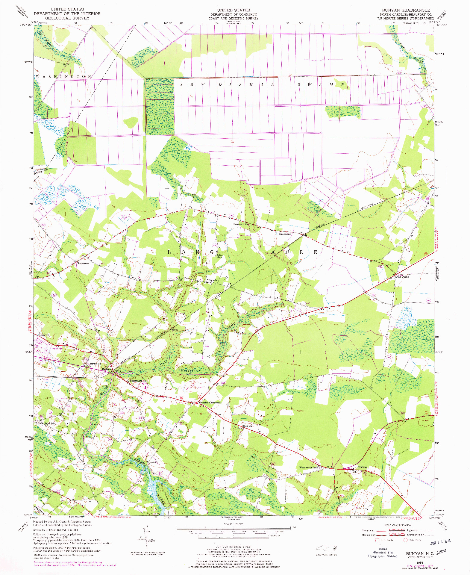 USGS 1:24000-SCALE QUADRANGLE FOR BUNYAN, NC 1951