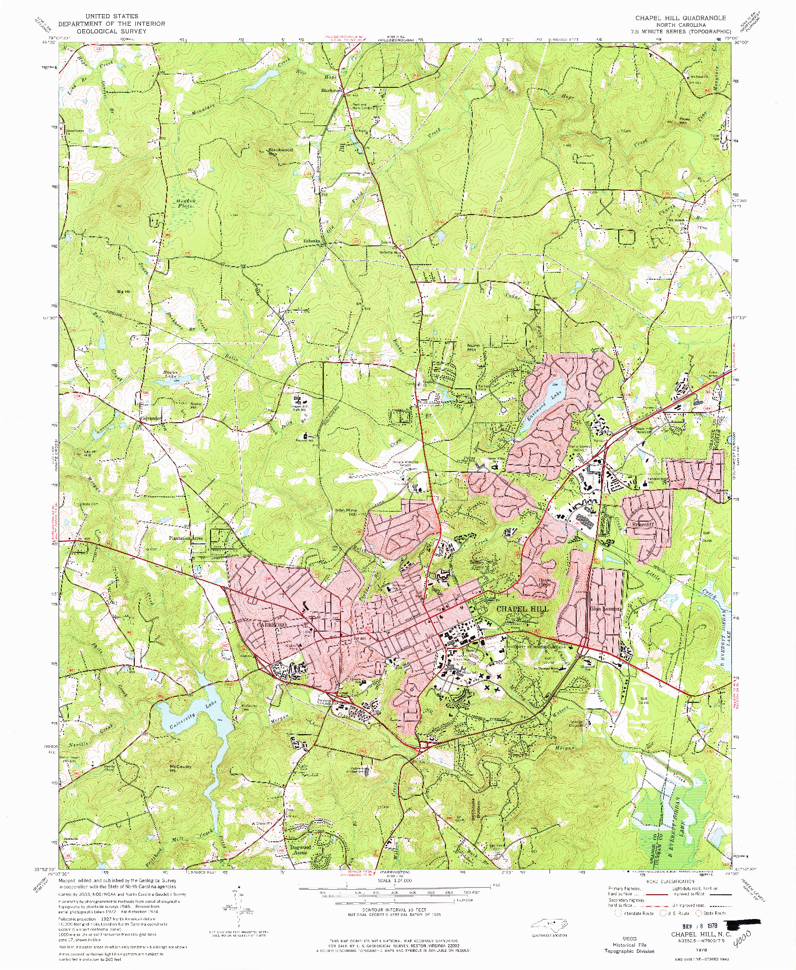 USGS 1:24000-SCALE QUADRANGLE FOR CHAPEL HILL, NC 1978