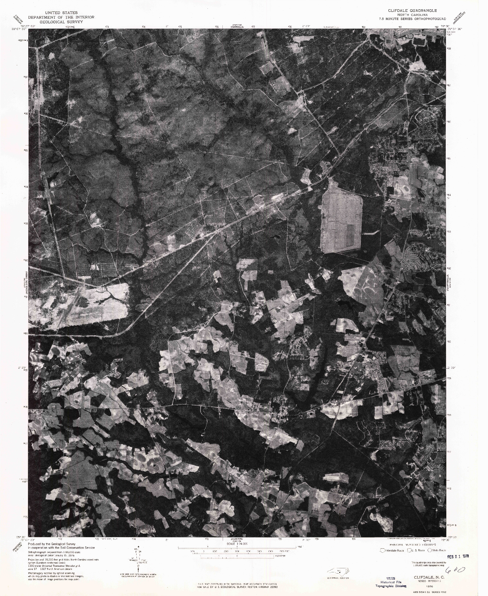 USGS 1:24000-SCALE QUADRANGLE FOR CLIFDALE, NC 1976