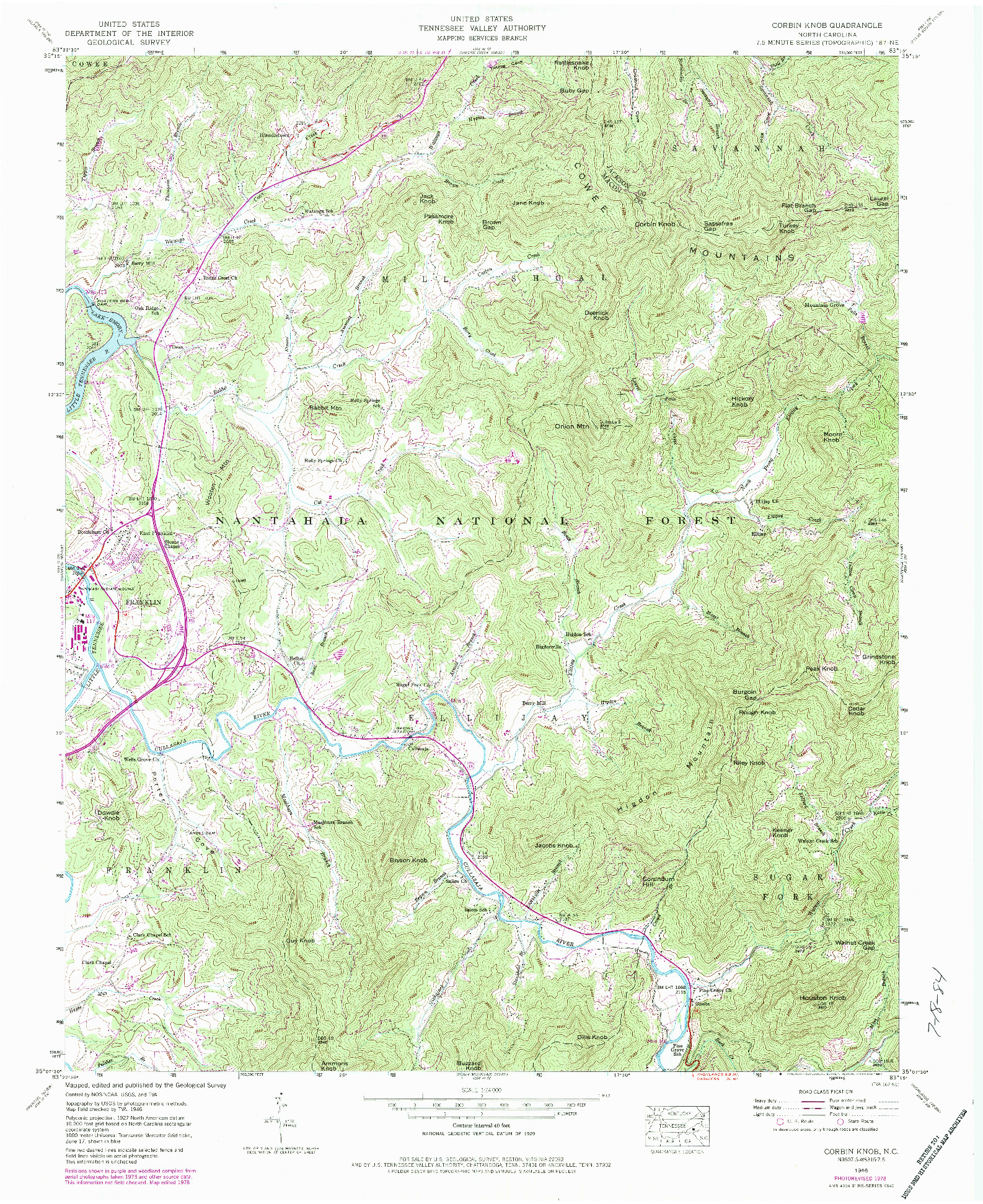 USGS 1:24000-SCALE QUADRANGLE FOR CORBIN KNOB, NC 1946