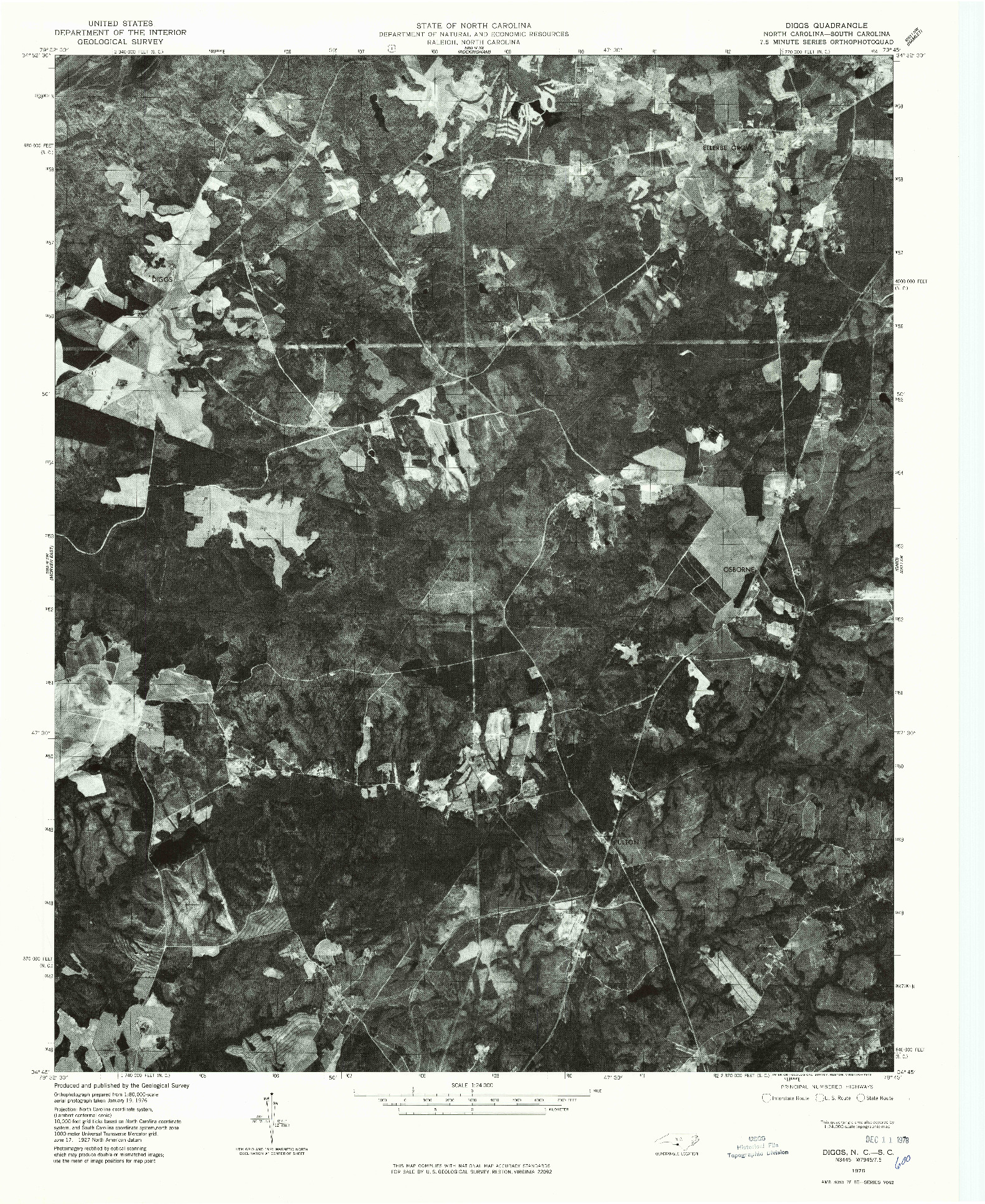 USGS 1:24000-SCALE QUADRANGLE FOR DIGGS, NC 1976