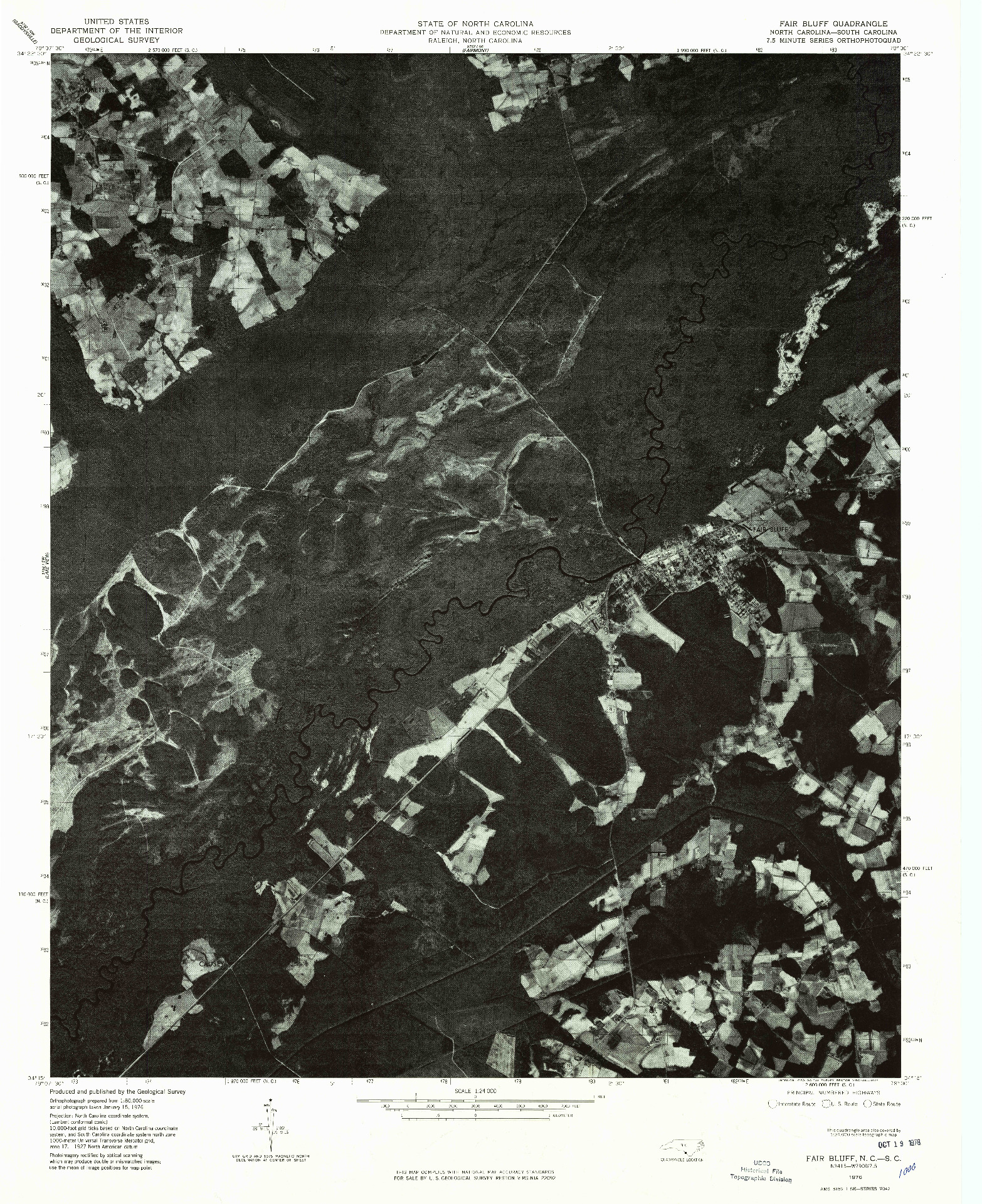 USGS 1:24000-SCALE QUADRANGLE FOR FAIR BLUFF, NC 1976