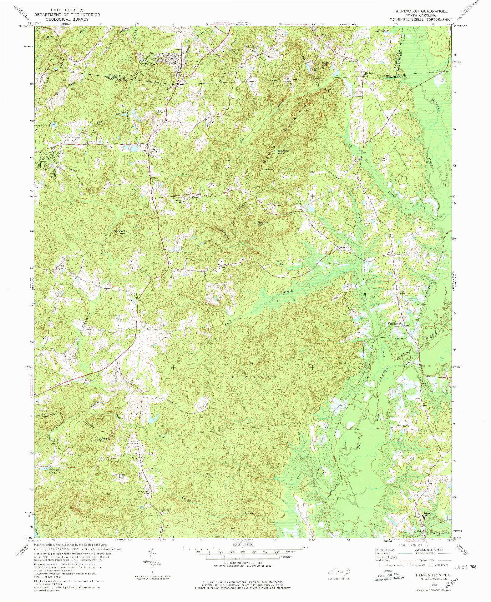 USGS 1:24000-SCALE QUADRANGLE FOR FARRINGTON, NC 1978