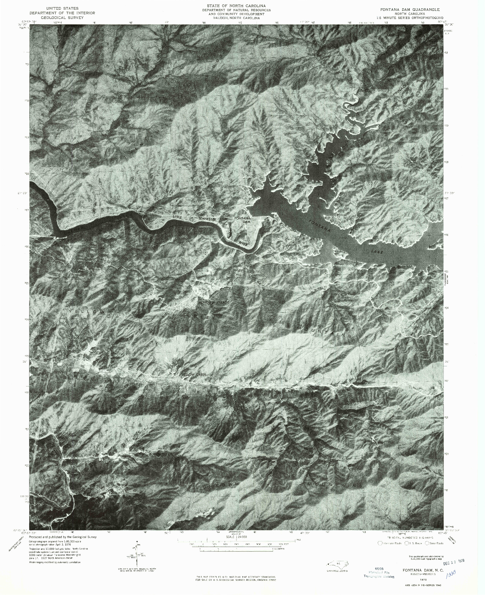 USGS 1:24000-SCALE QUADRANGLE FOR FONTANA DAM, NC 1976