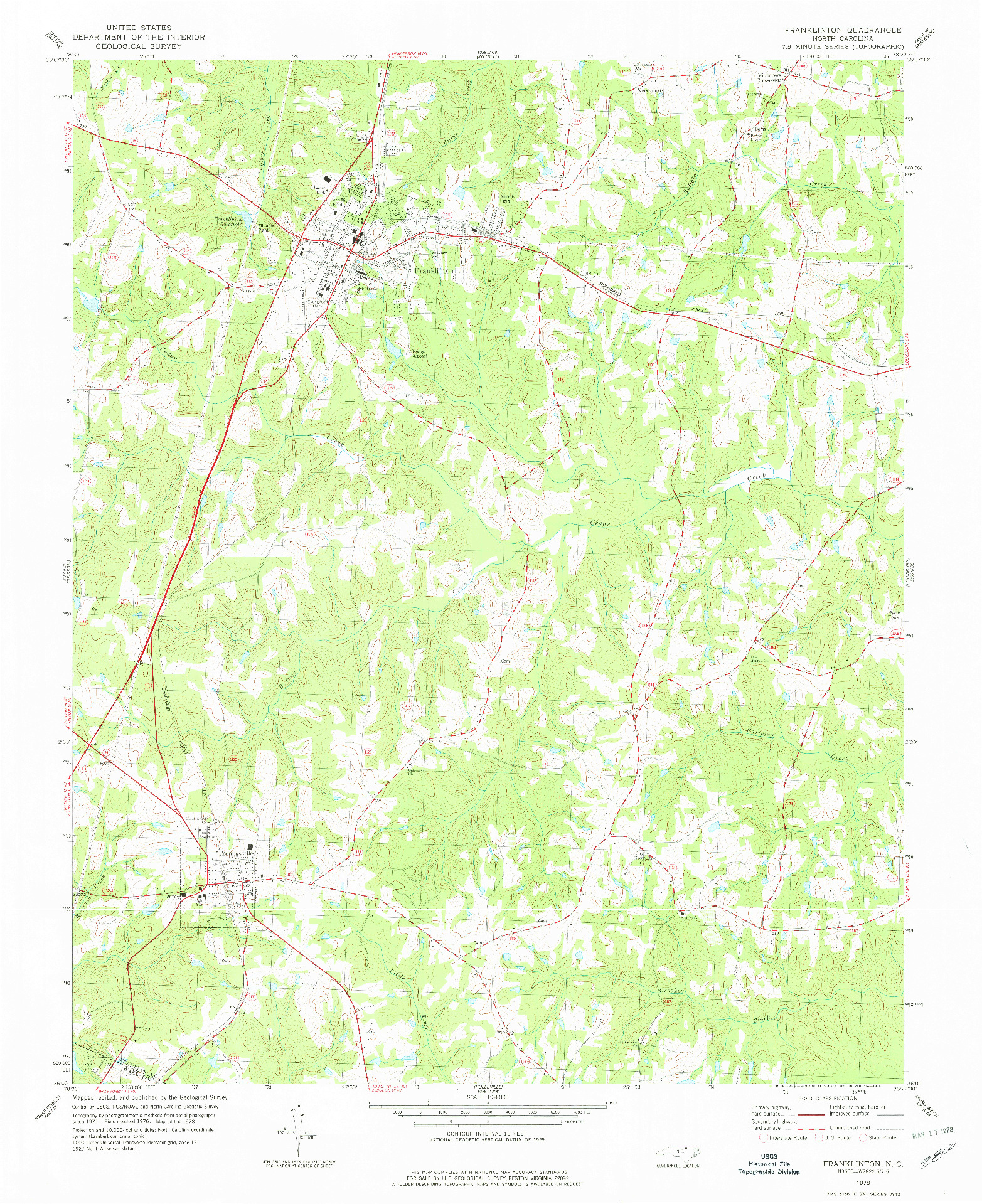 USGS 1:24000-SCALE QUADRANGLE FOR FRANKLINTON, NC 1978