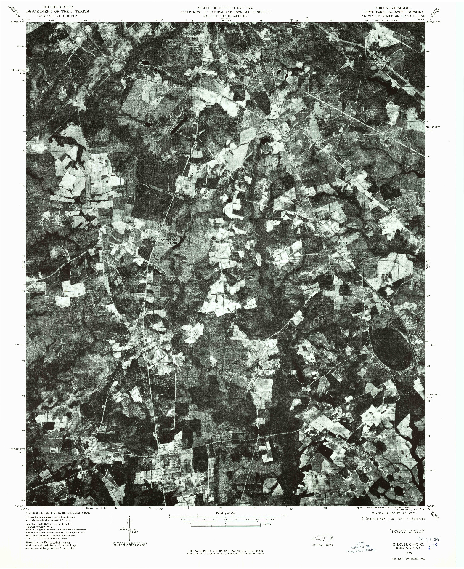 USGS 1:24000-SCALE QUADRANGLE FOR GHIO, NC 1976