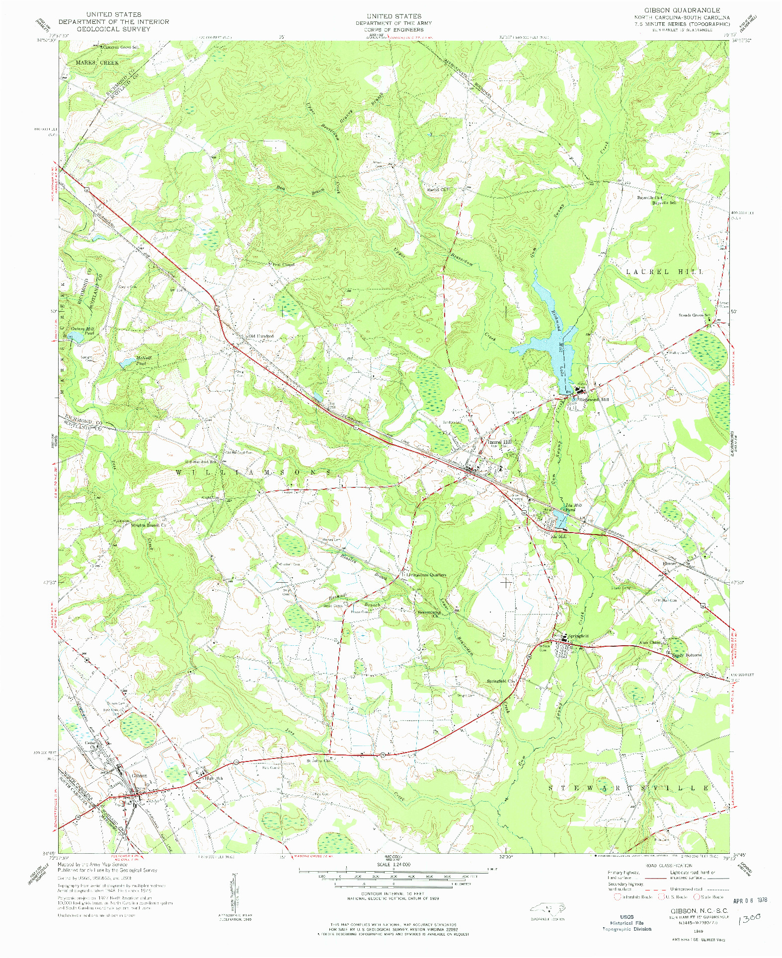 USGS 1:24000-SCALE QUADRANGLE FOR GIBSON, NC 1949