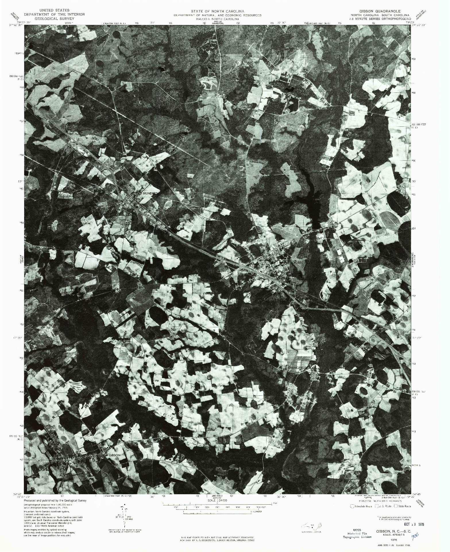 USGS 1:24000-SCALE QUADRANGLE FOR GIBSON, NC 1976