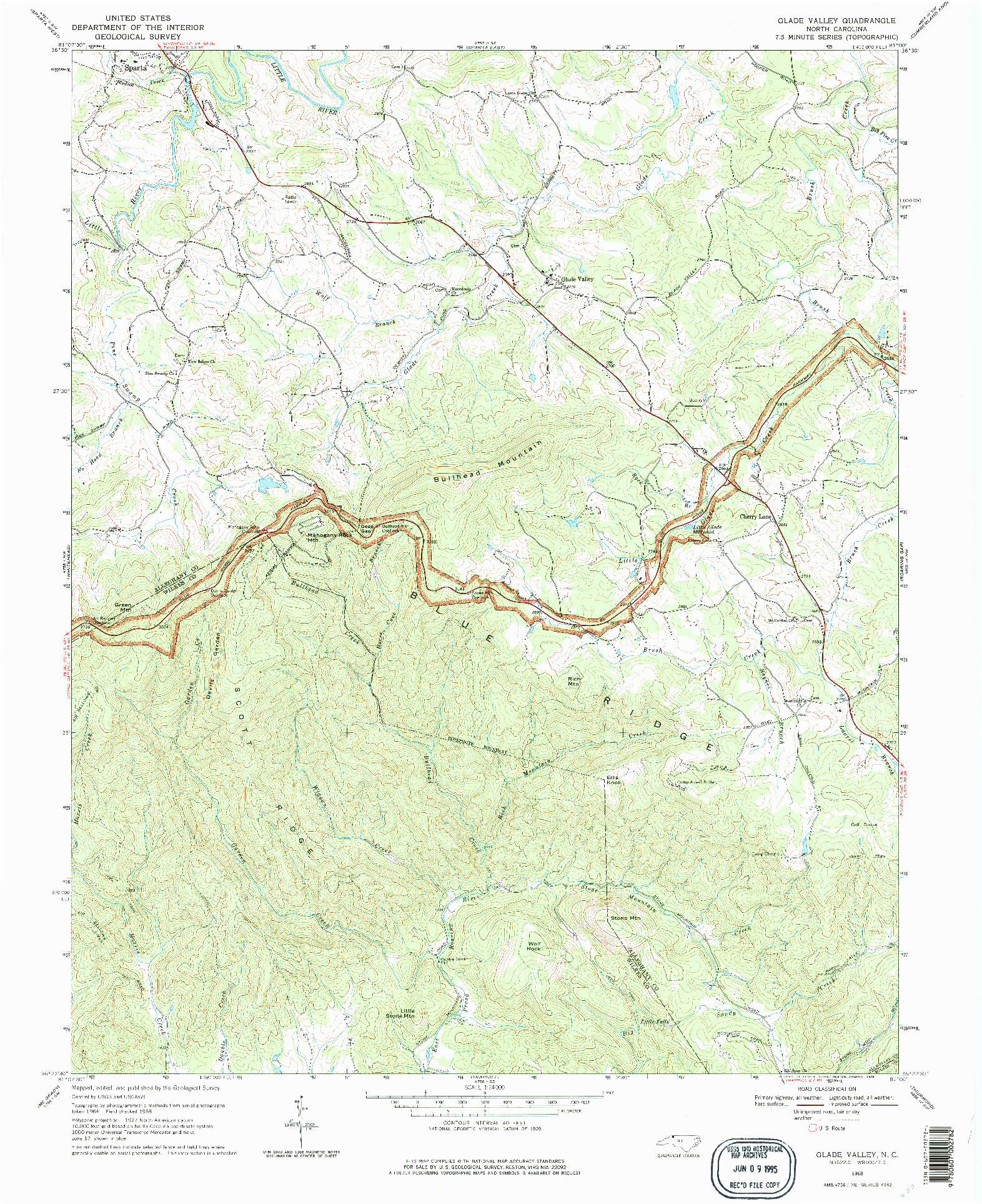 USGS 1:24000-SCALE QUADRANGLE FOR GLADE VALLEY, NC 1968