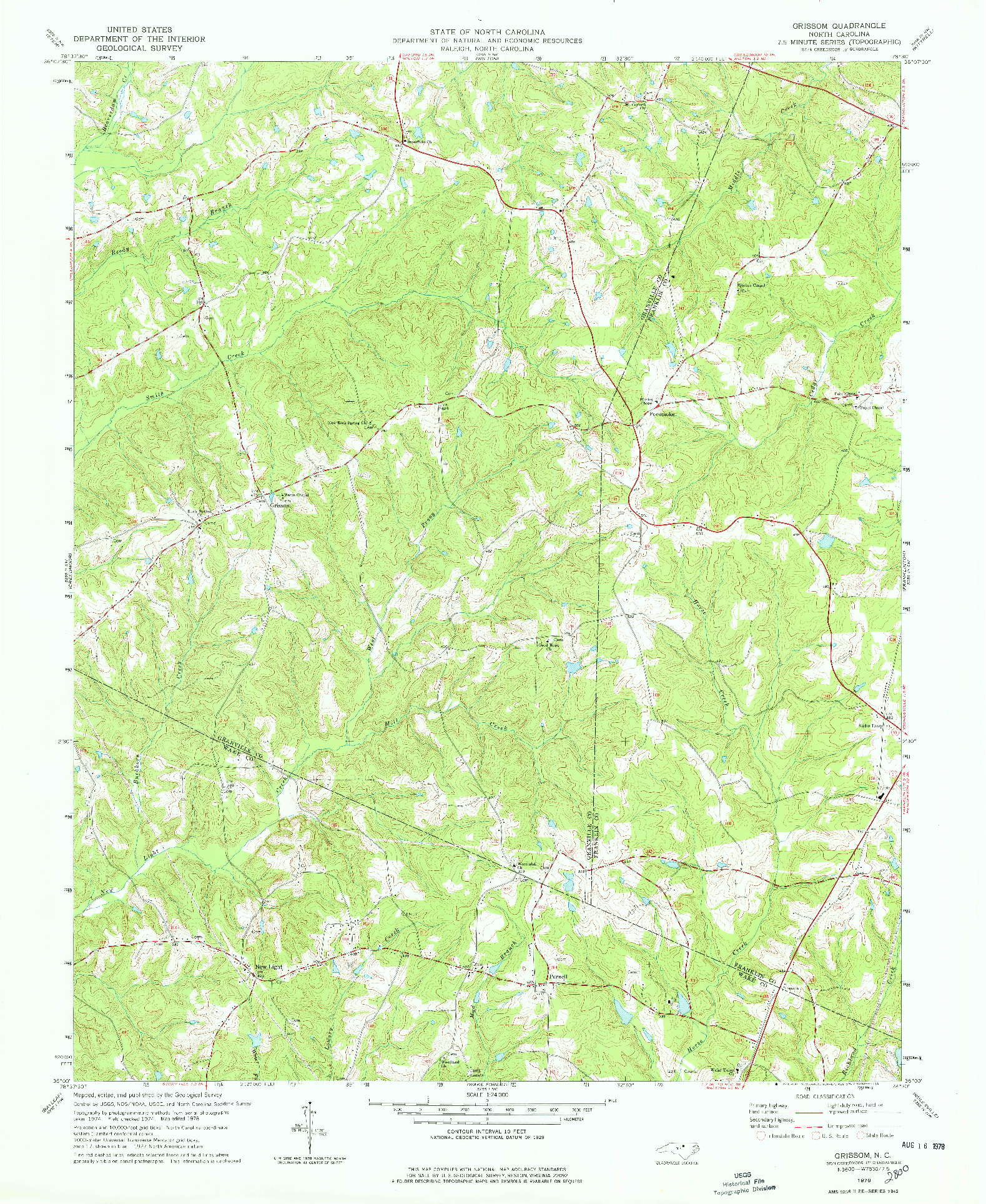 USGS 1:24000-SCALE QUADRANGLE FOR GRISSOM, NC 1978