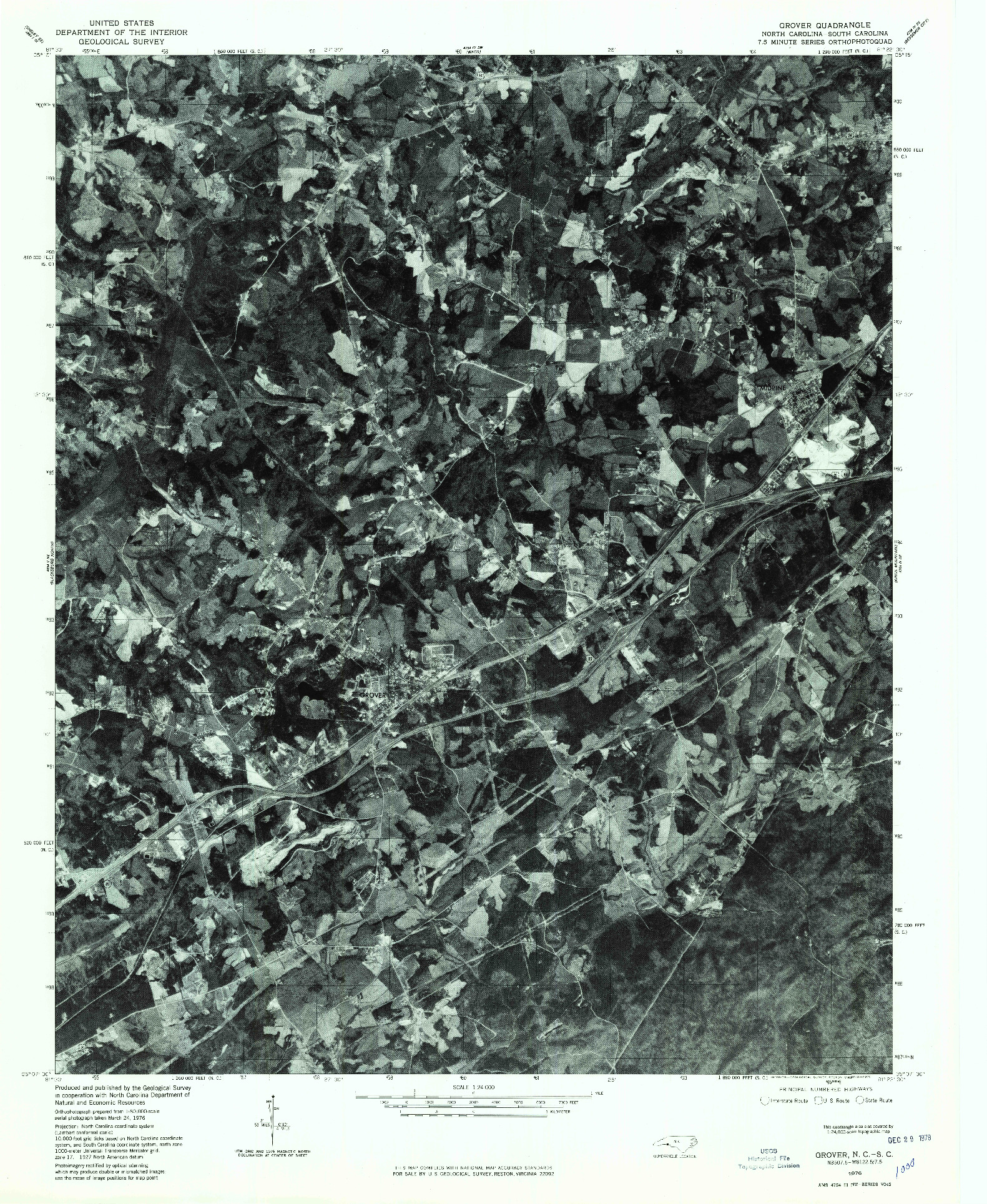 USGS 1:24000-SCALE QUADRANGLE FOR GROVER, NC 1976