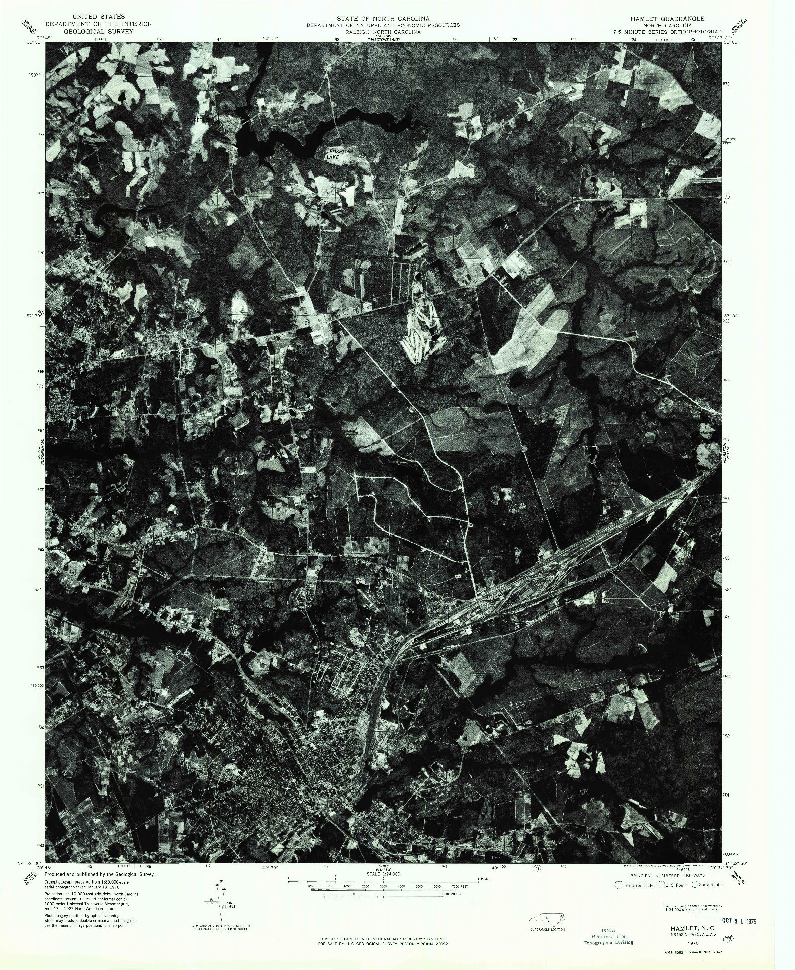 USGS 1:24000-SCALE QUADRANGLE FOR HAMLET, NC 1976