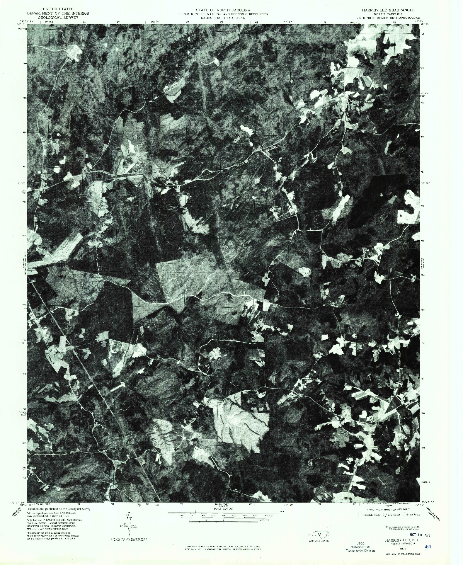 USGS 1:24000-SCALE QUADRANGLE FOR HARRISVILLE, NC 1976