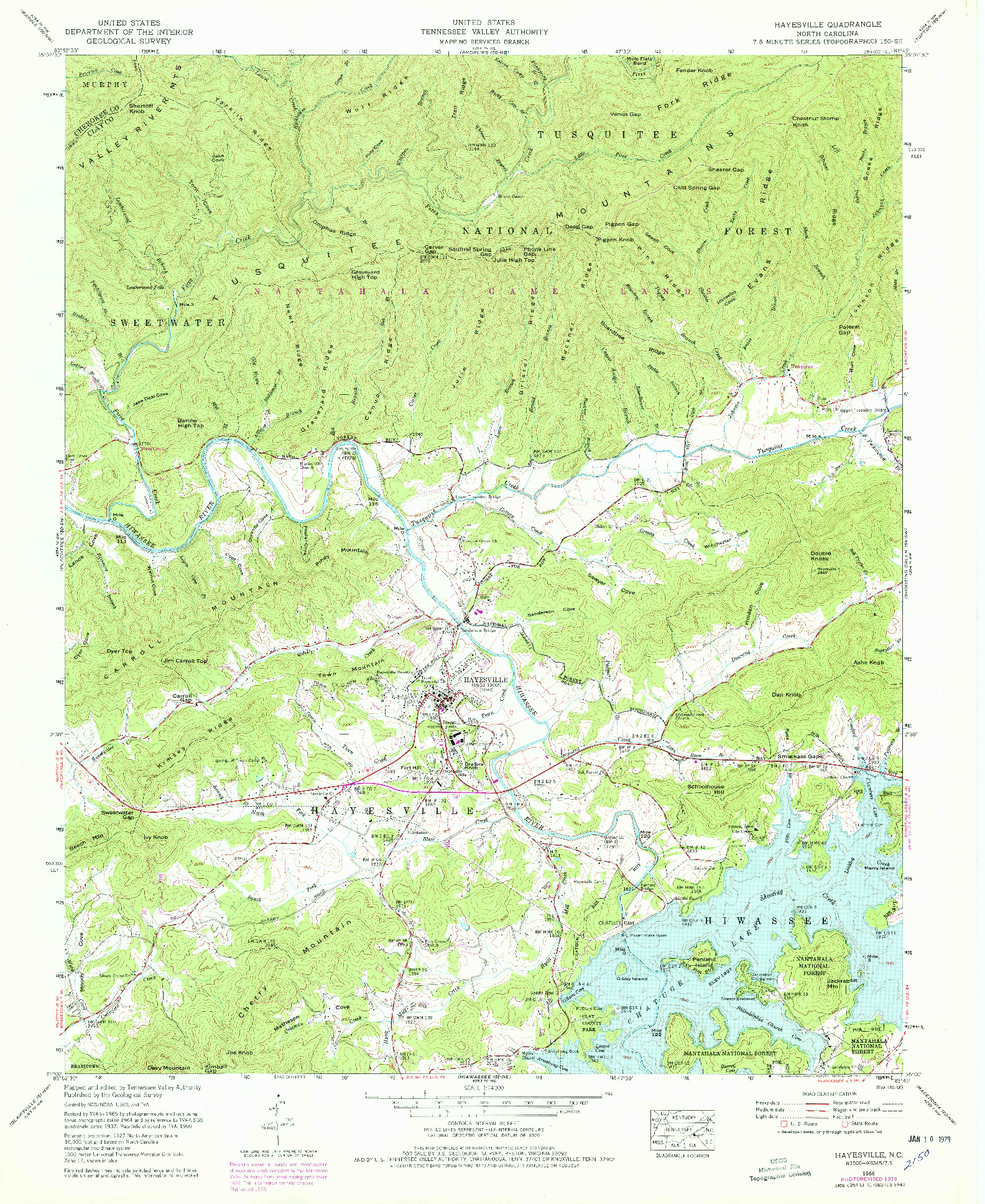 USGS 1:24000-SCALE QUADRANGLE FOR HAYESVILLE, NC 1966