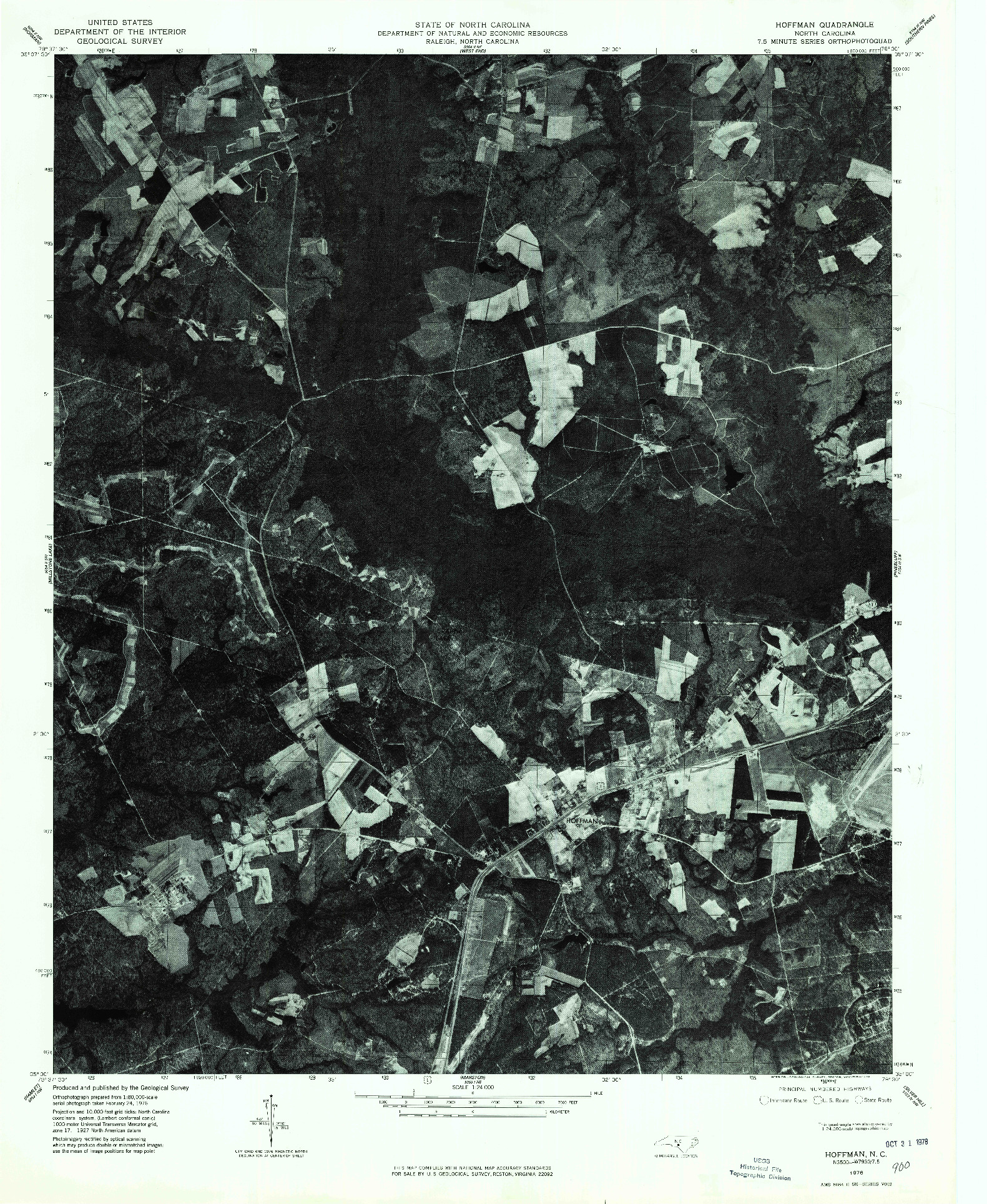 USGS 1:24000-SCALE QUADRANGLE FOR HOFFMAN, NC 1976